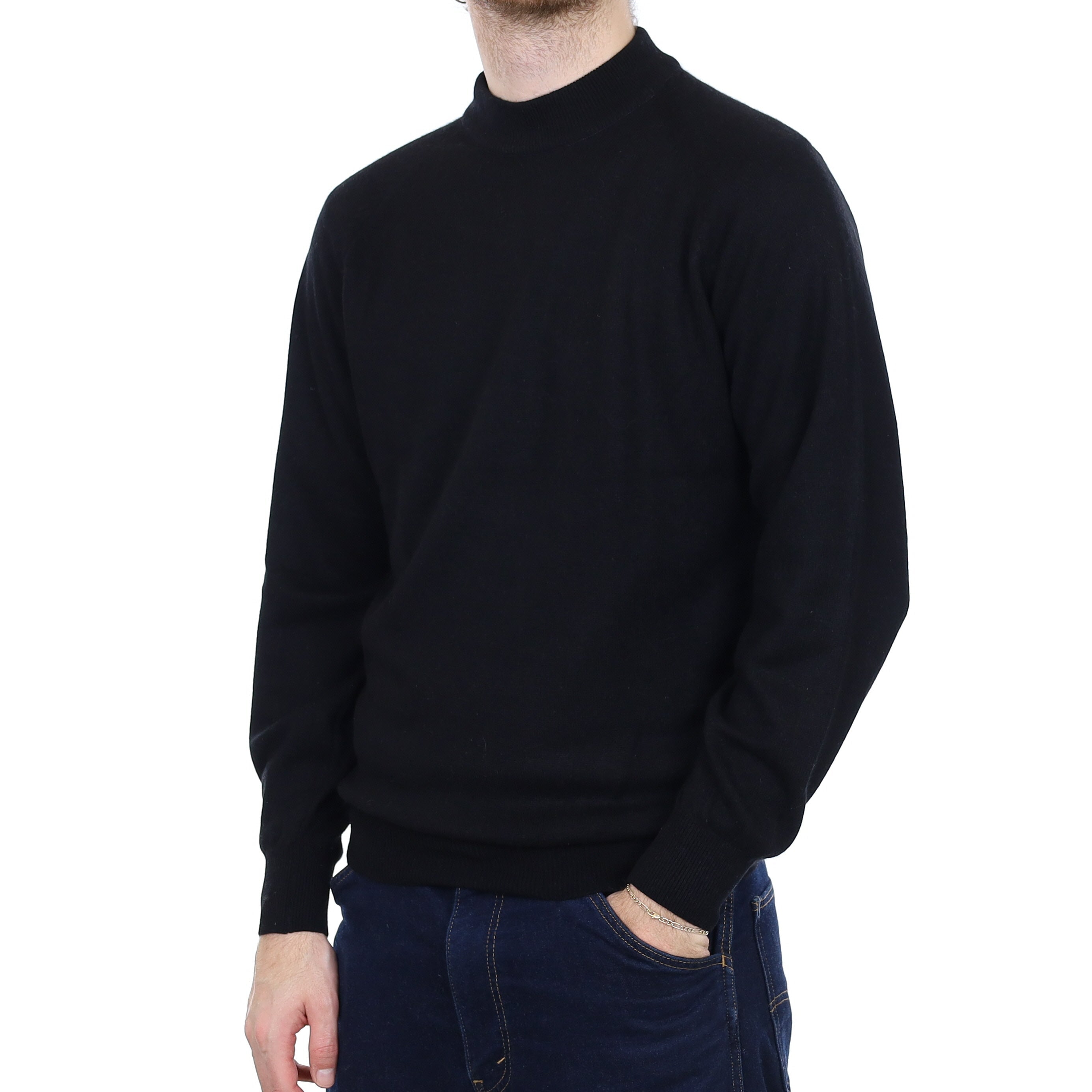 Men's Black Cashmere Turtle Neck Jumper Large