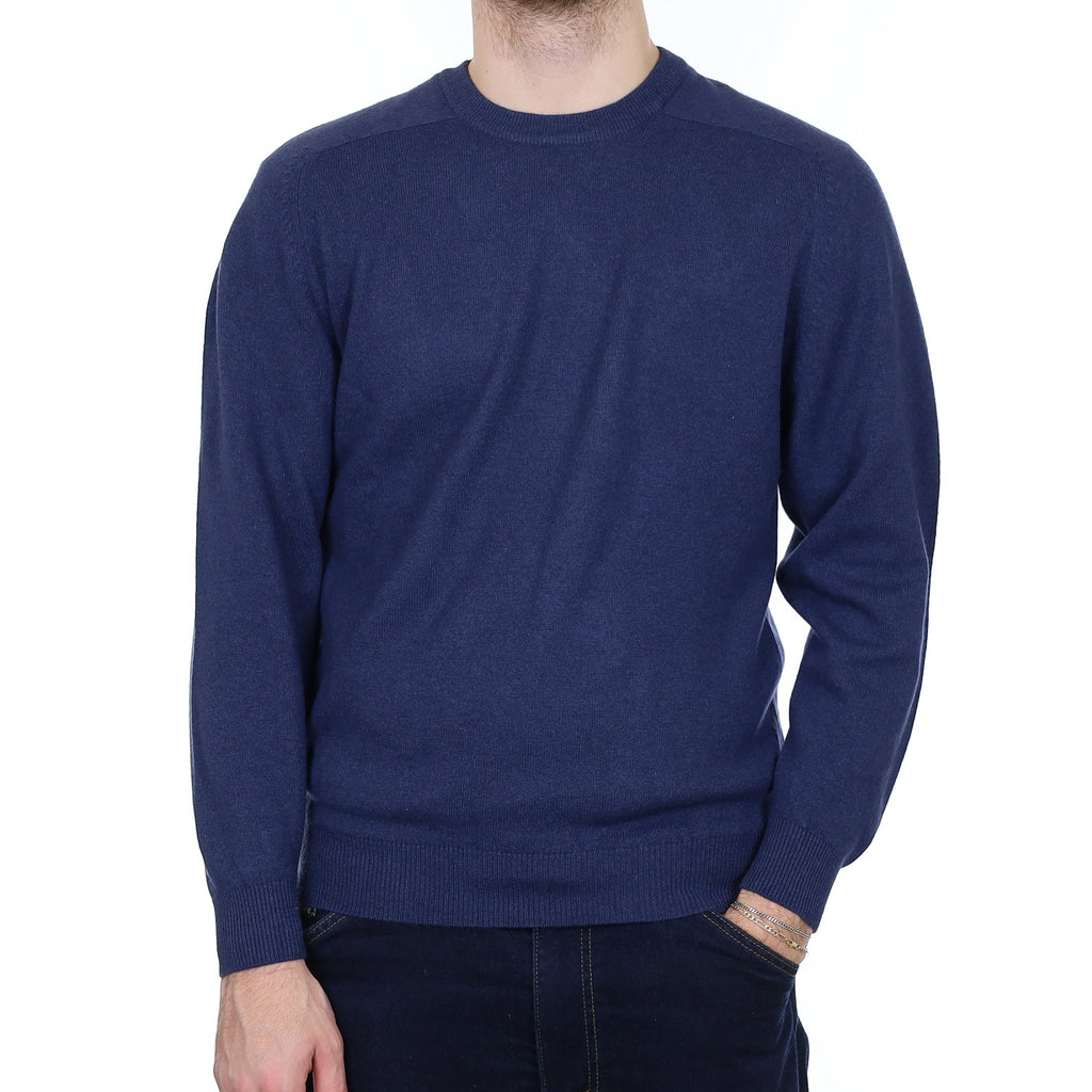 Men's French Navy Cashmere Crew Neck Jumper Medium