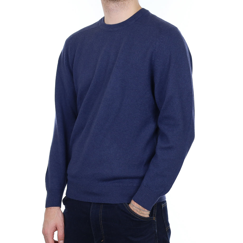 Men's French Navy Cashmere Crew Neck Jumper Medium