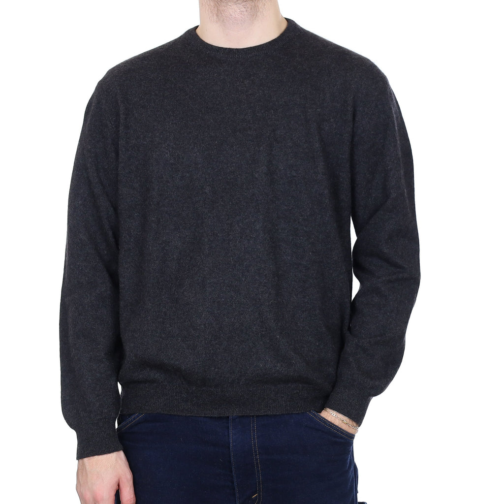 Men's Charcoal Grey Cashmere Crew Neck Jumper Large