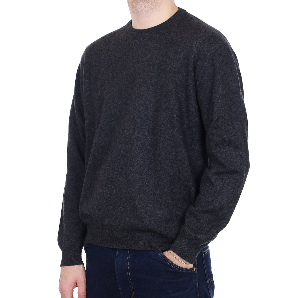 Men's Charcoal Grey Cashmere Crew Neck Jumper Large