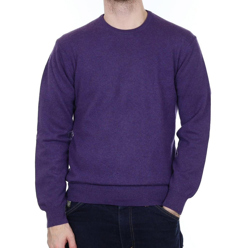 Men's Iris Purple Cashmere Crew Neck Jumper Medium