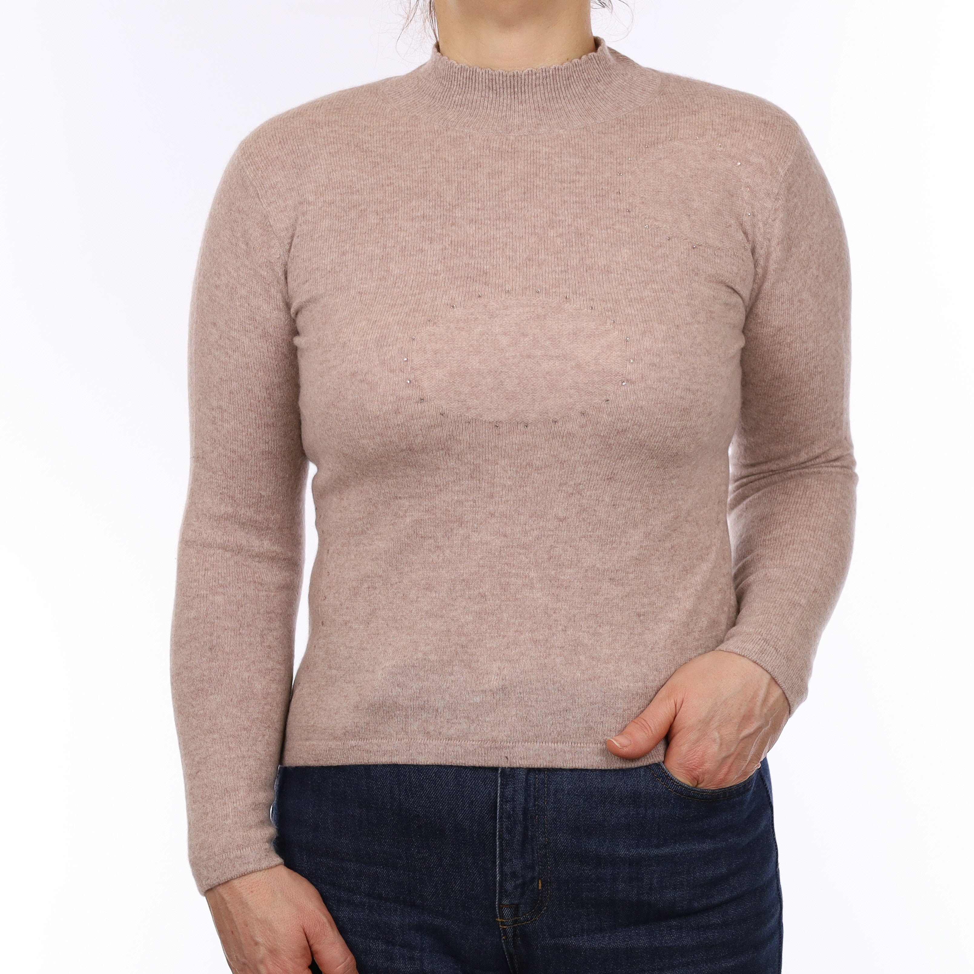 Fawn Diamanté Embellished Cashmere Turtleneck Jumper Medium