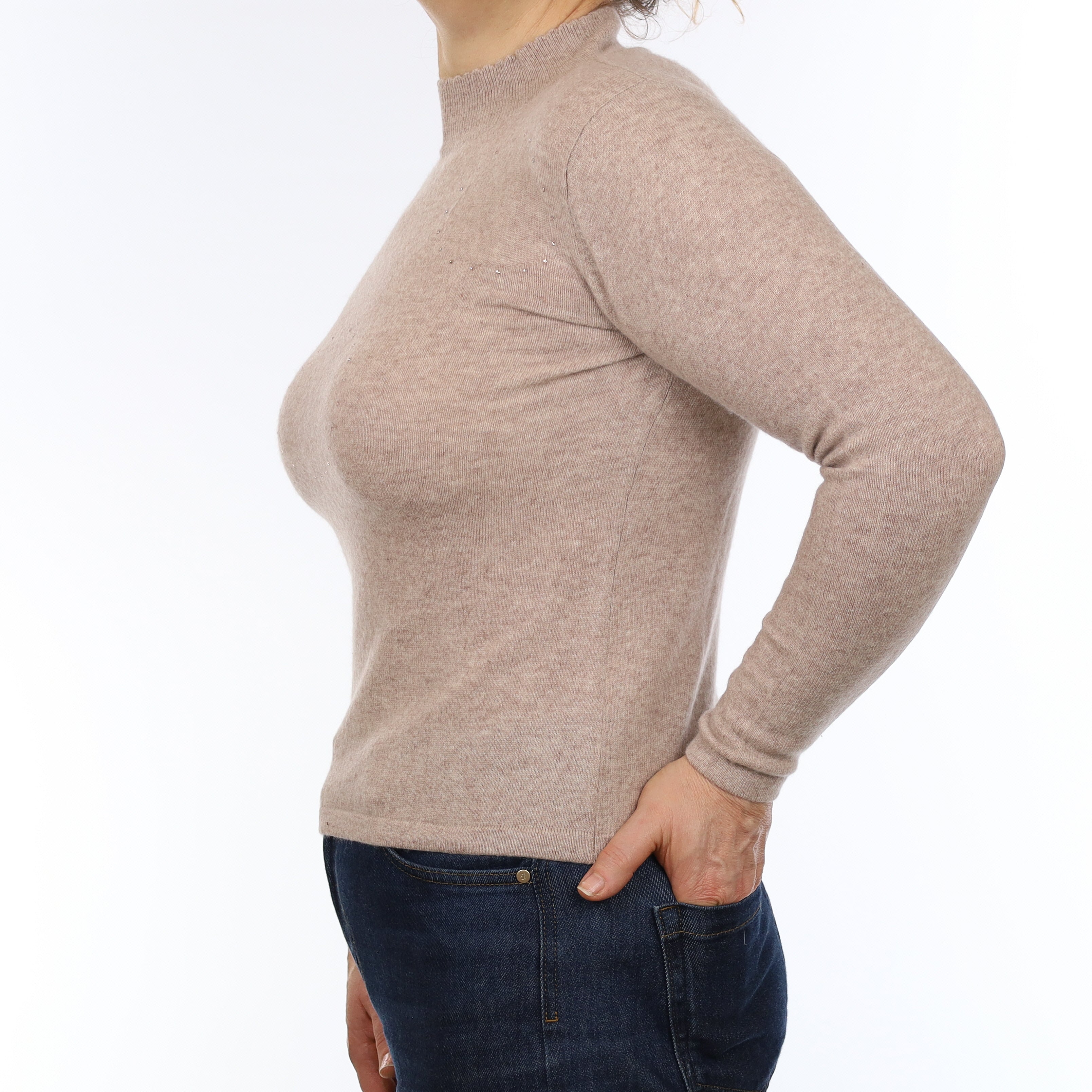 Fawn Diamanté Embellished Cashmere Turtleneck Jumper Medium