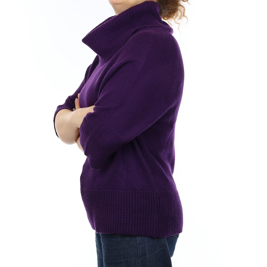 Theory Deep Purple Chunky Cashmere Cowl Neck Jumper Medium