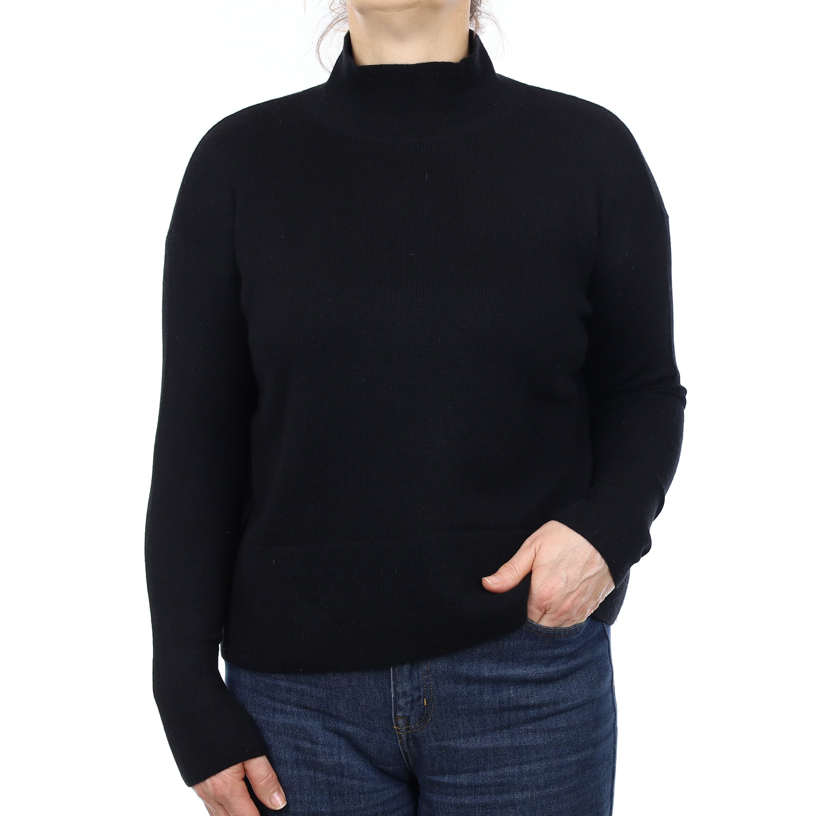 Everlane Black Cashmere Boxy Turtleneck Jumper Medium