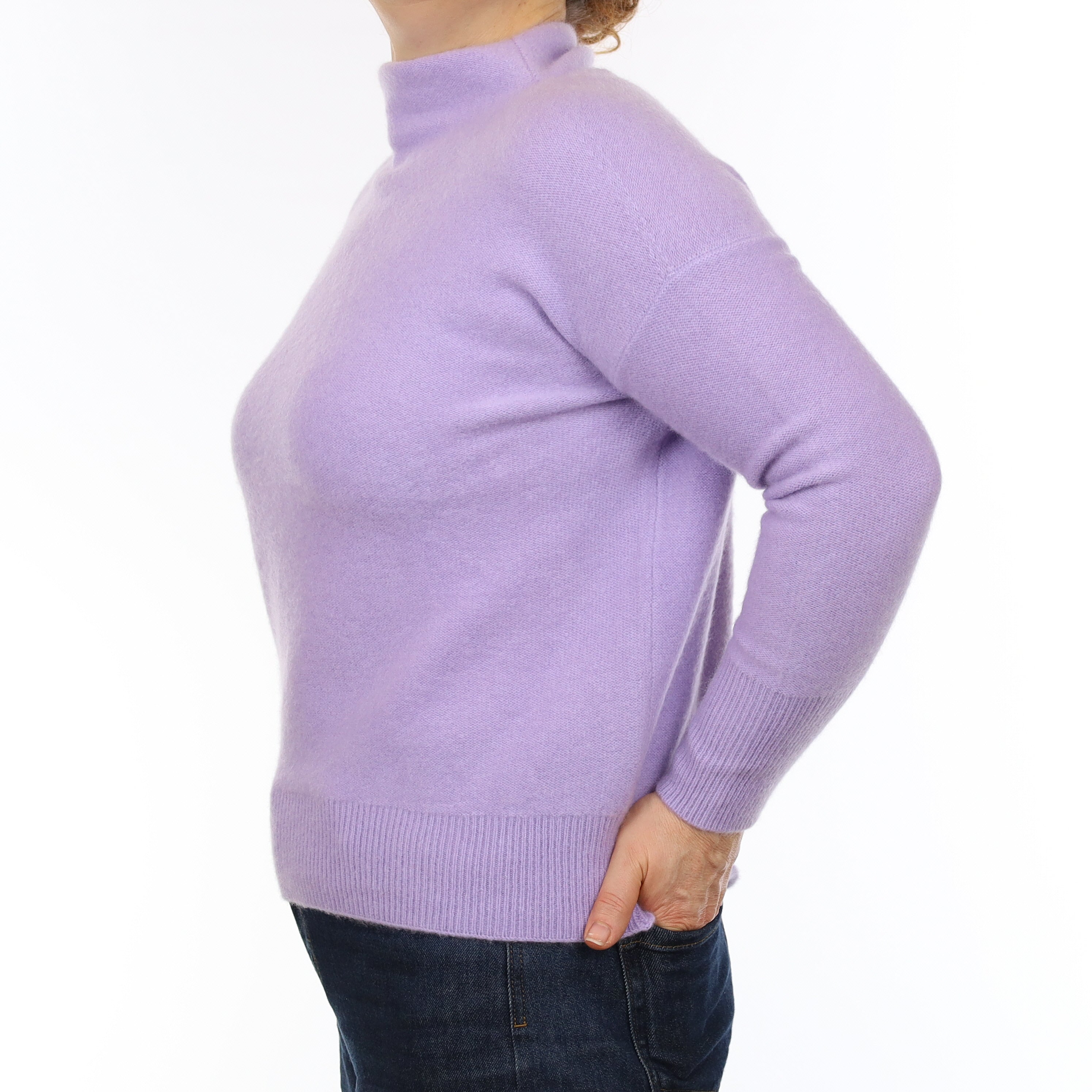 Vince Pale Purple Chunky Cashmere Funnel Neck Jumper Medium