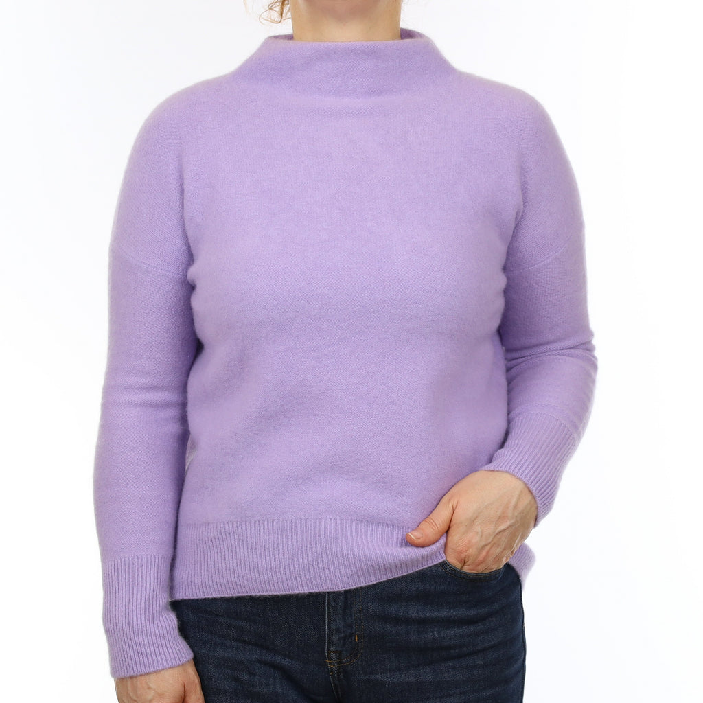 Vince Pale Purple Chunky Cashmere Funnel Neck Jumper Medium