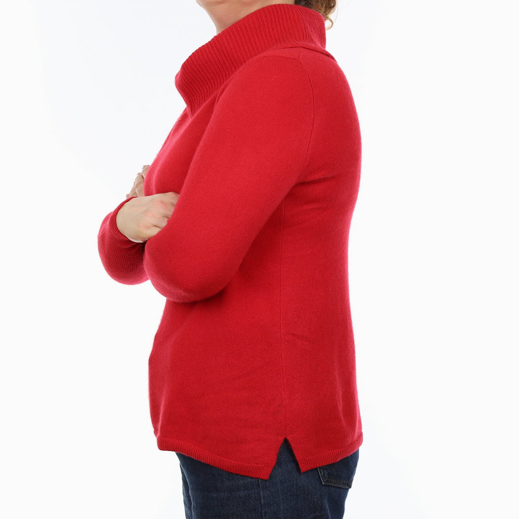 Post Box Red Cashmere Cowl Neck Jumper Medium