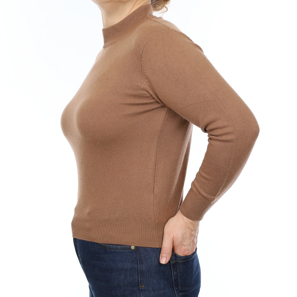 Pecan Brown Cashmere Turtleneck Jumper Medium