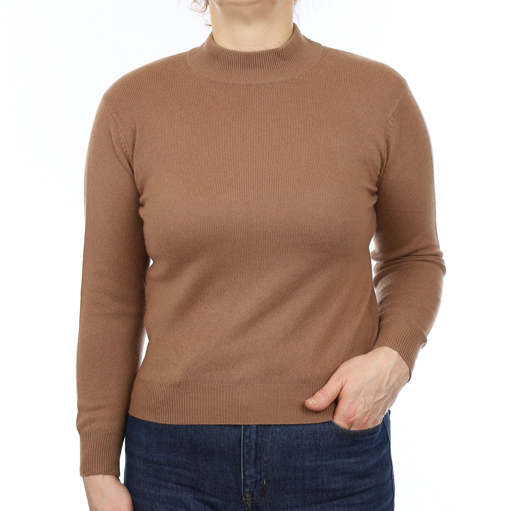 Pecan Brown Cashmere Turtleneck Jumper Medium