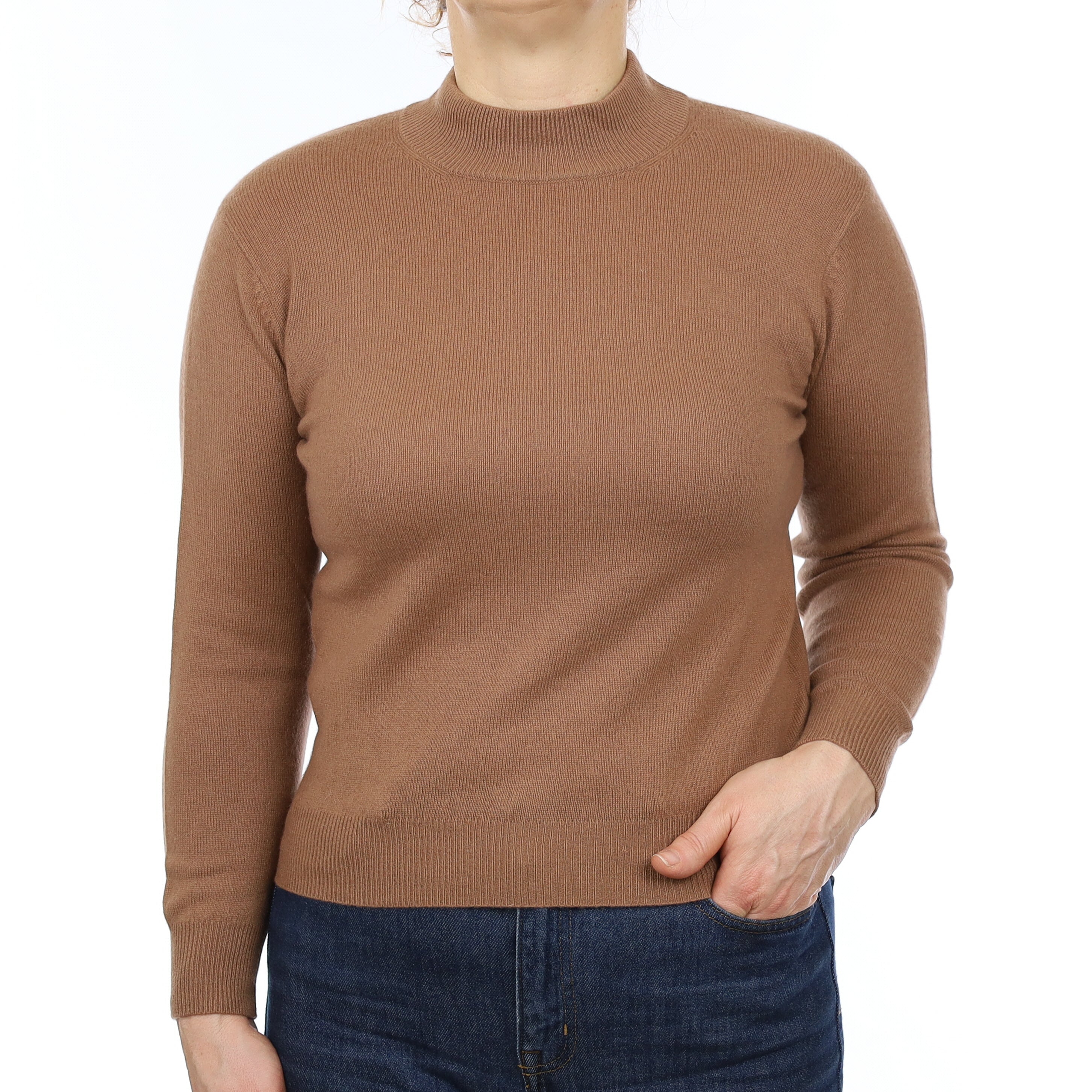 Pecan Brown Cashmere Turtleneck Jumper Medium
