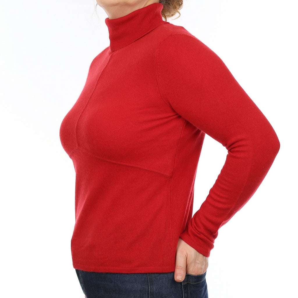 Ruby Red Cashmere Polo Neck Jumper Medium