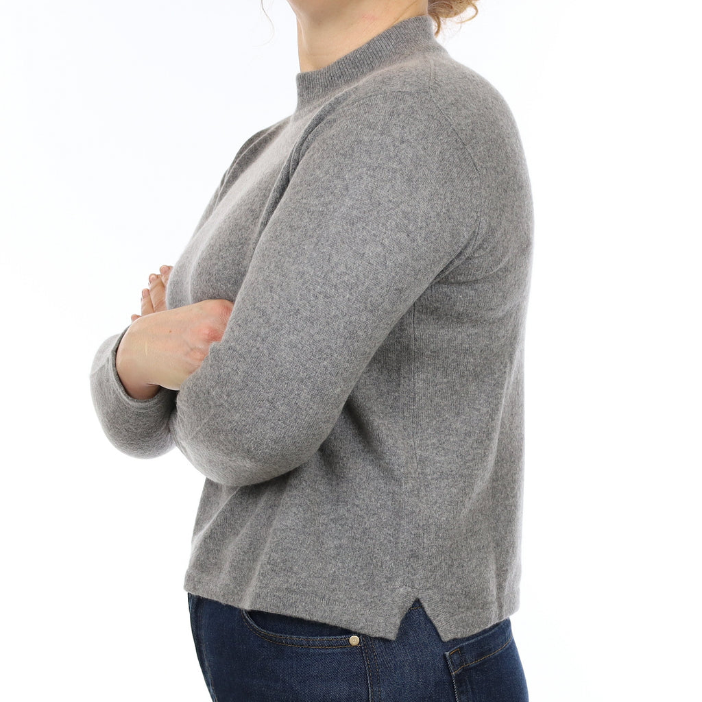Ash Grey Cashmere Turtleneck Jumper Medium
