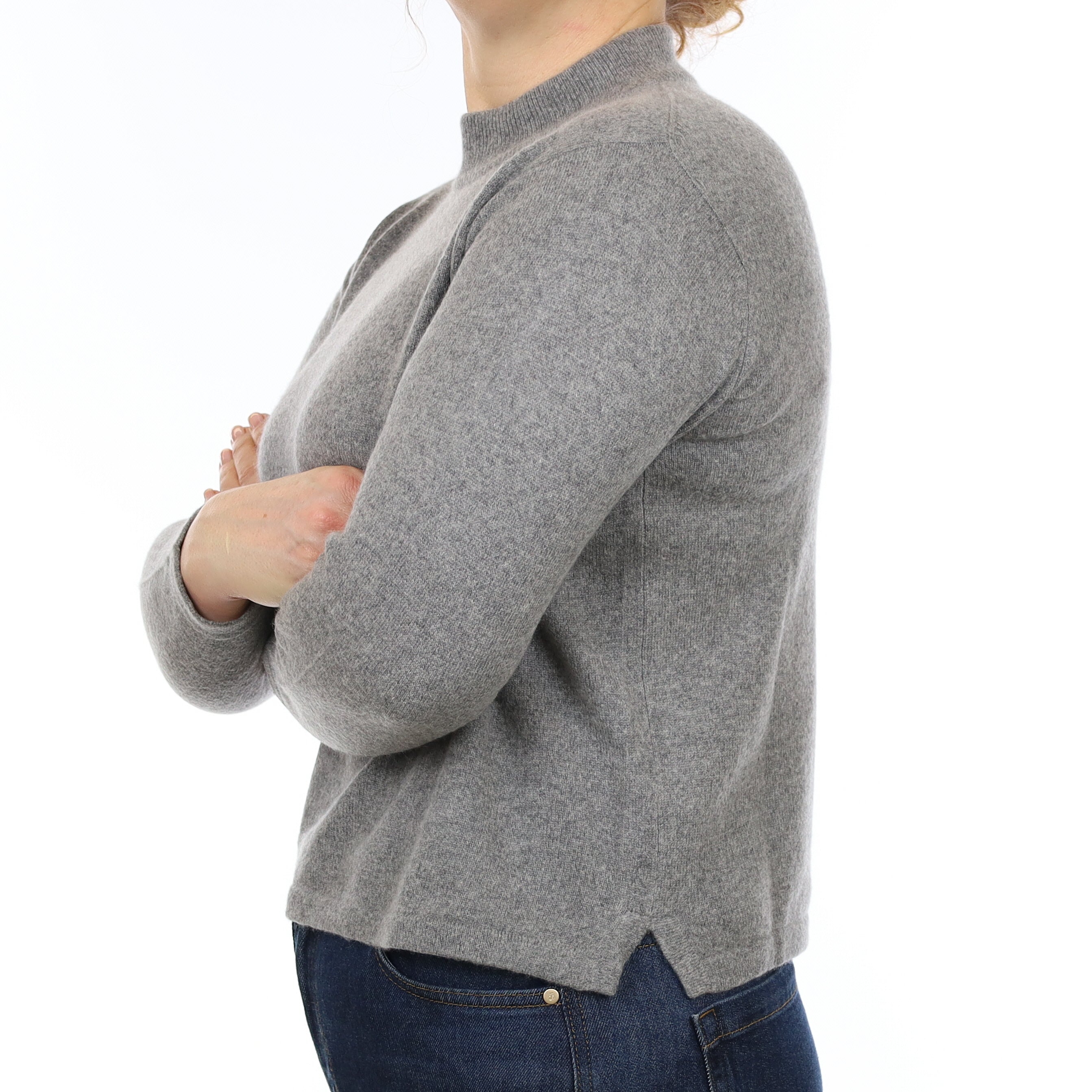 Ash Grey Cashmere Turtleneck Jumper Medium