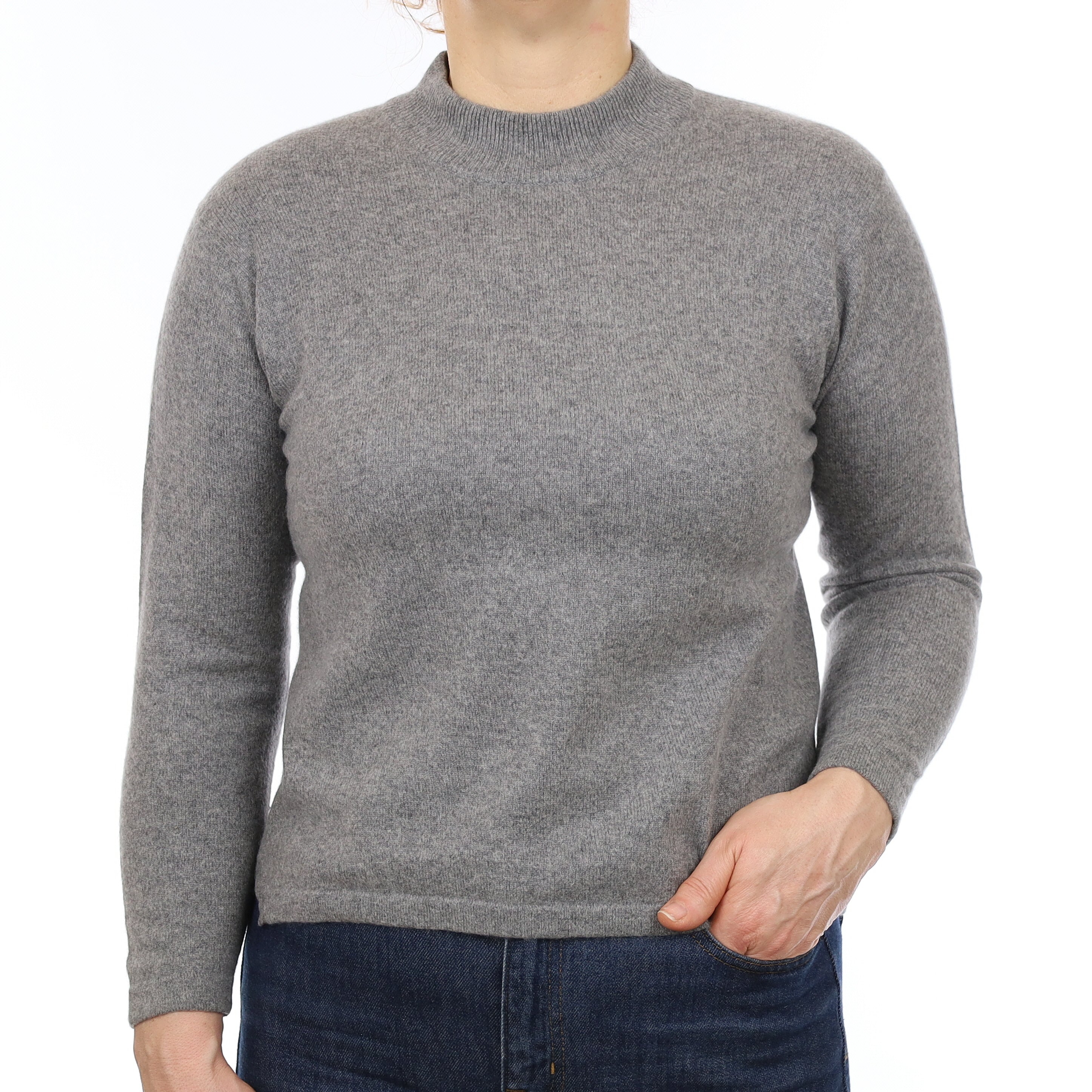 Ash Grey Cashmere Turtleneck Jumper Medium