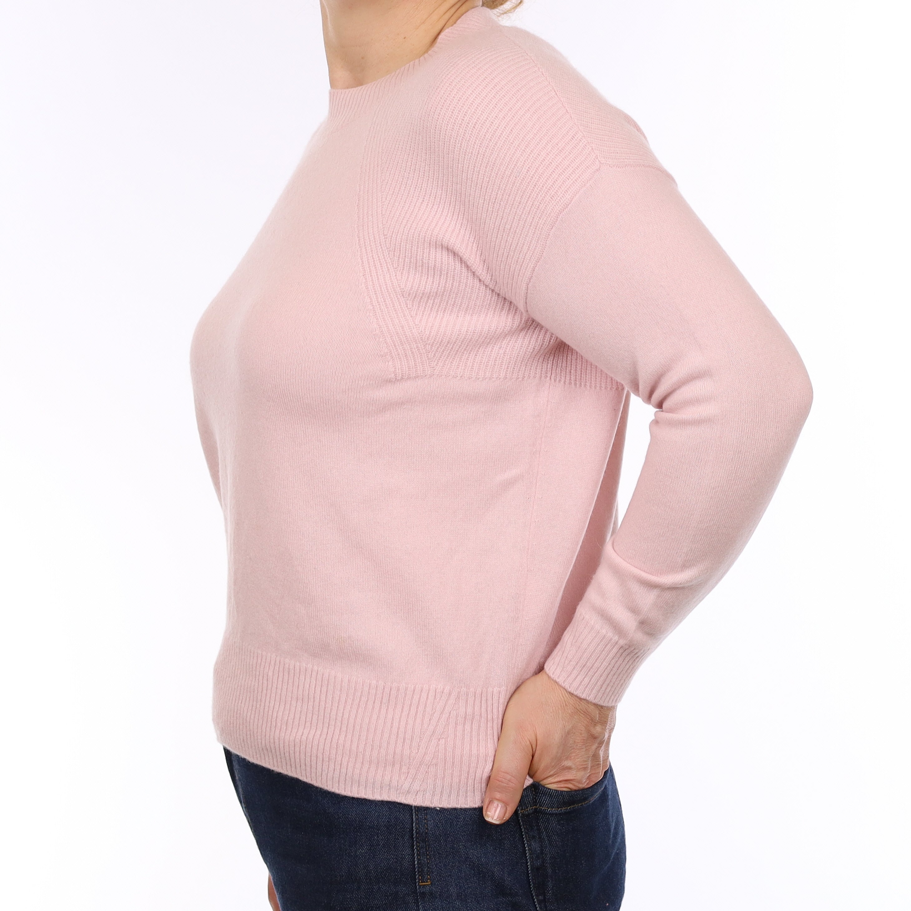 Ices Pink Cashmere Boxy Crew Neck Jumper Medium