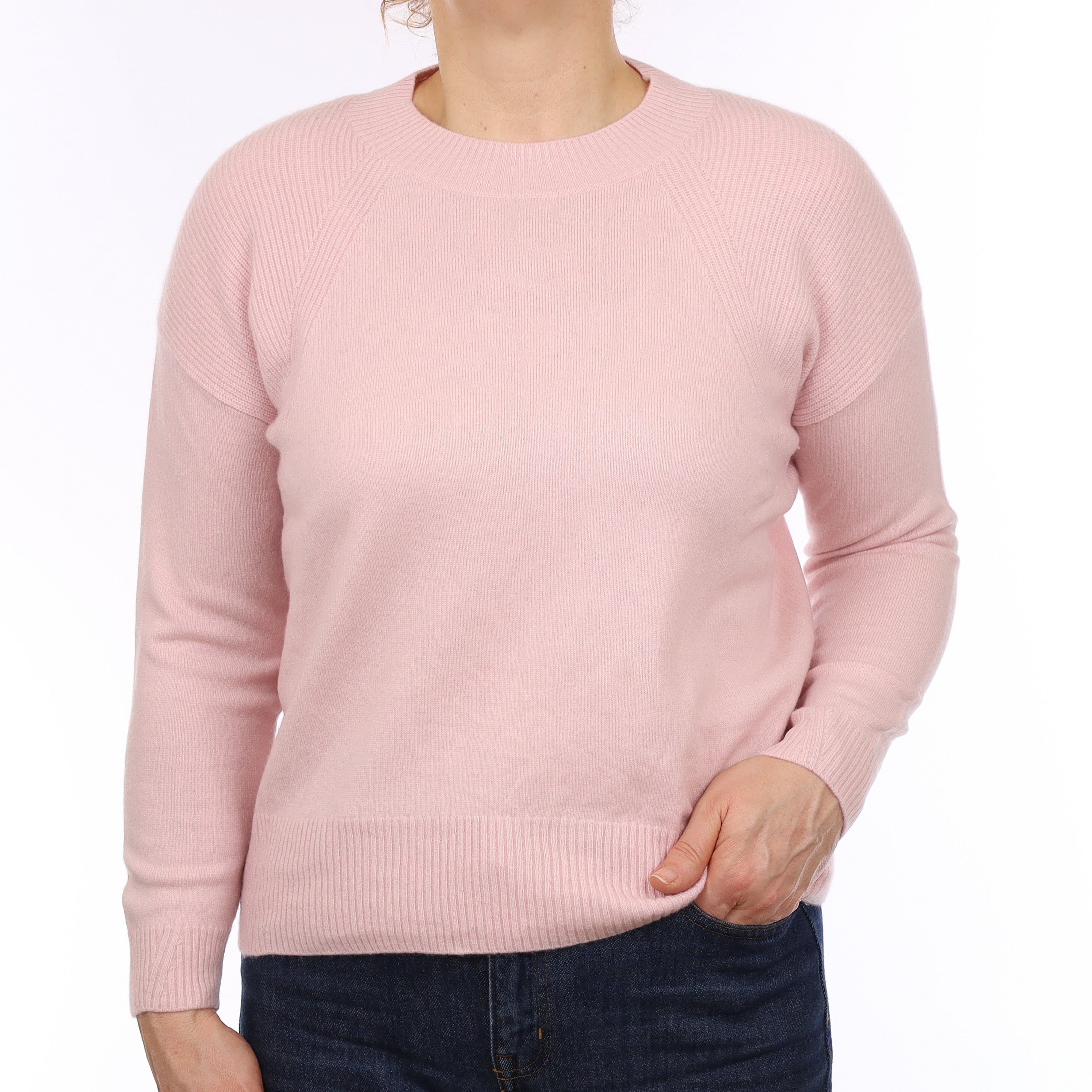 Ices Pink Cashmere Boxy Crew Neck Jumper Medium