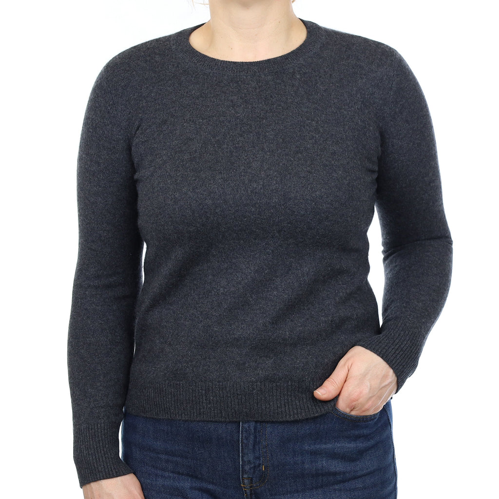 Charcoal Grey Cashmere Crew Neck Jumper Medium