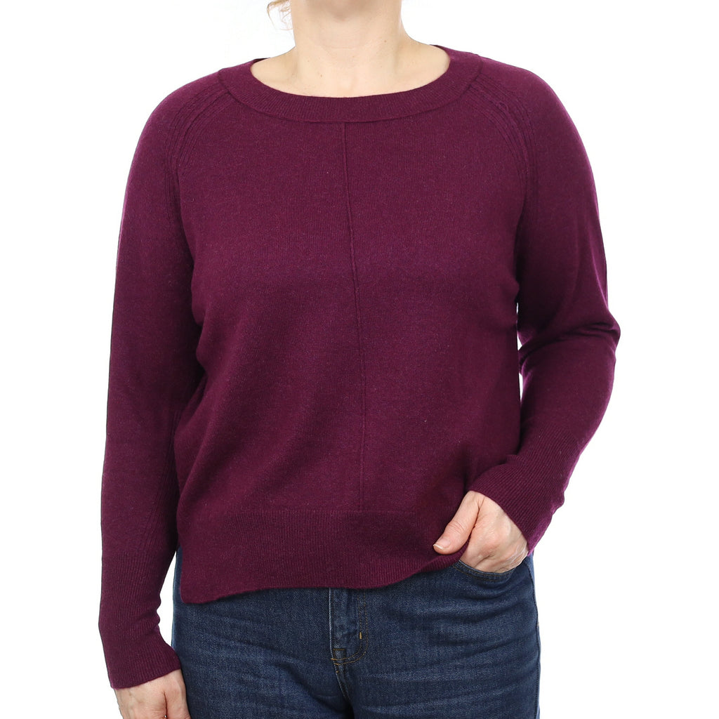Damson Purple Cashmere Slouchy Crew Neck Jumper Medium