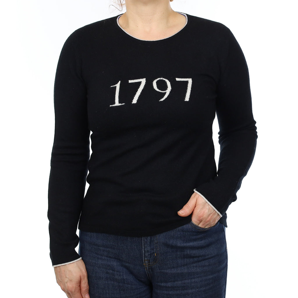 Scottish Black 1797 Cashmere Crew Neck Jumper Medium