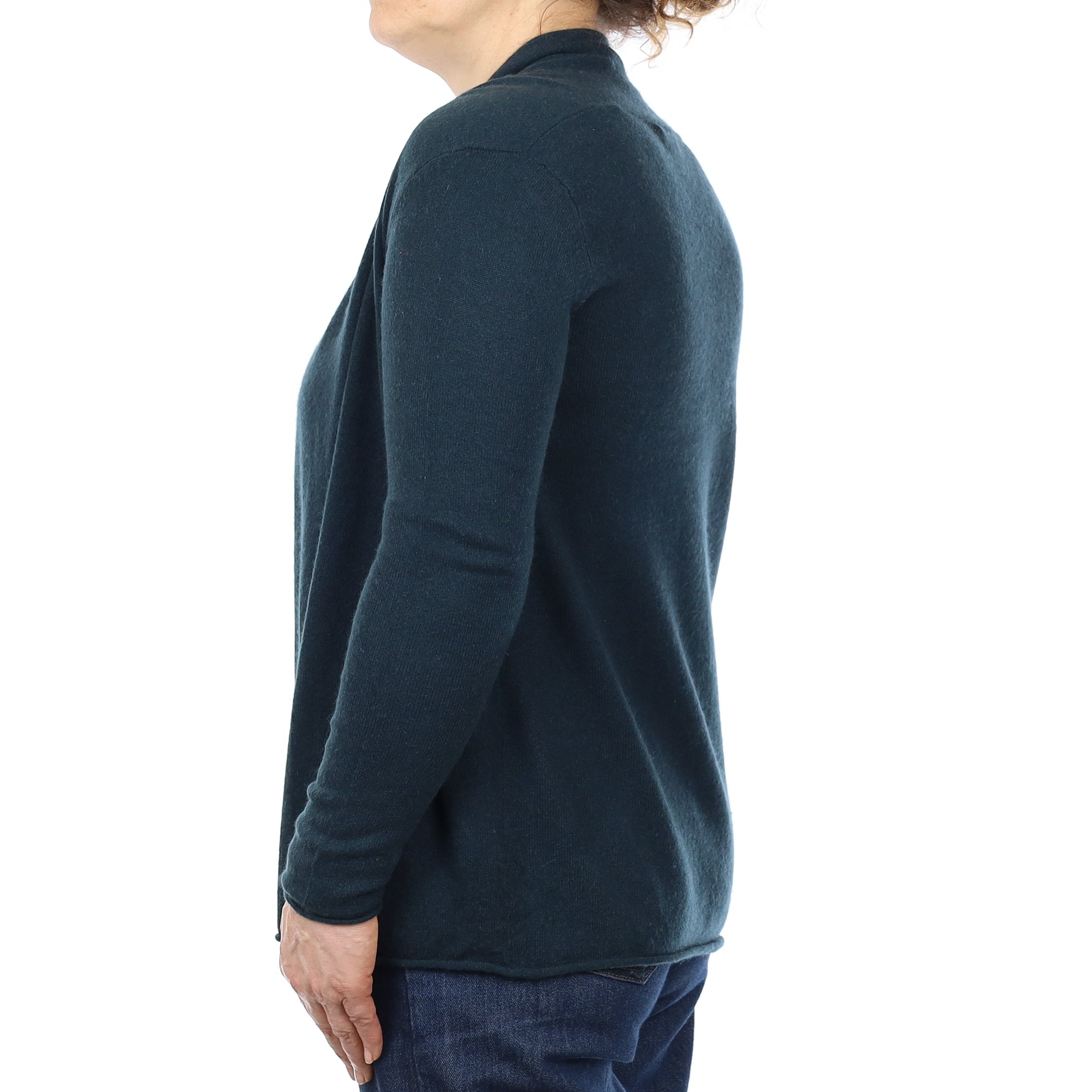 Dark Forest Green Cashmere Waterfall Cardigan Medium