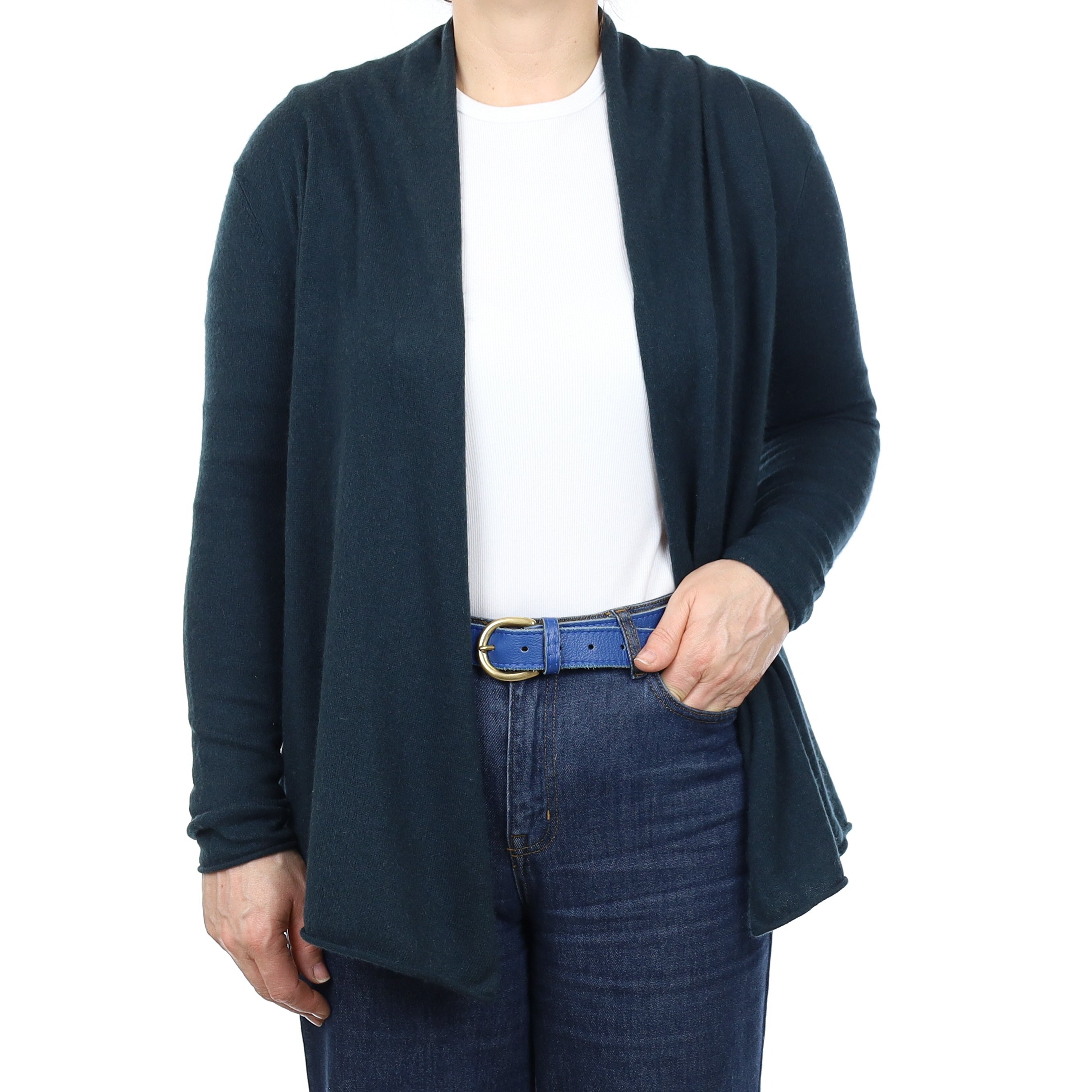Dark Forest Green Cashmere Waterfall Cardigan Medium