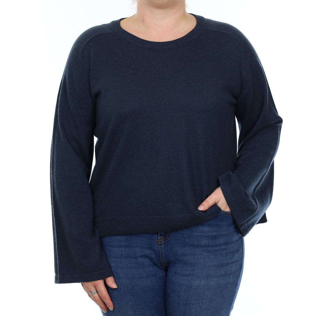 N Peal Petrol Blue Cashmere Bow Sleeve Crew Neck Jumper Large