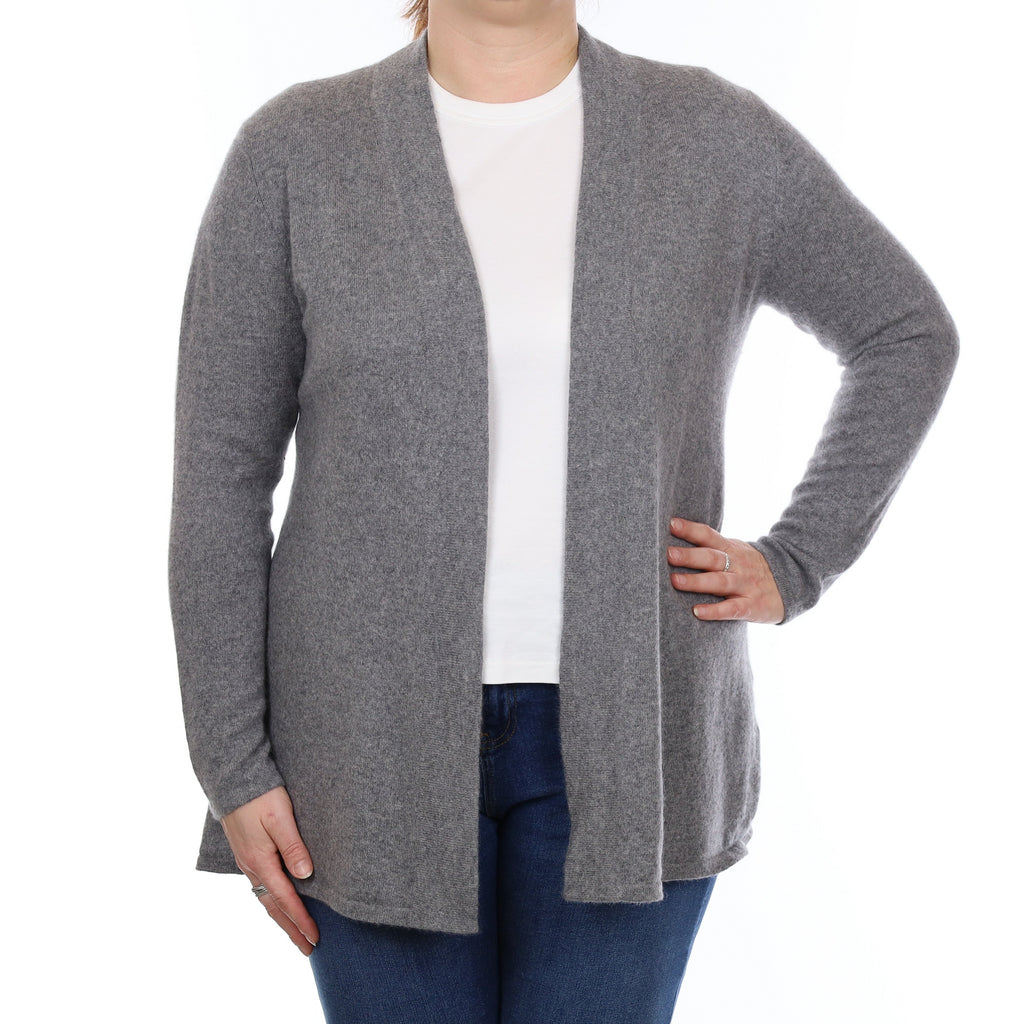Ash Grey Cashmere Edge to Edge Cardigan Large