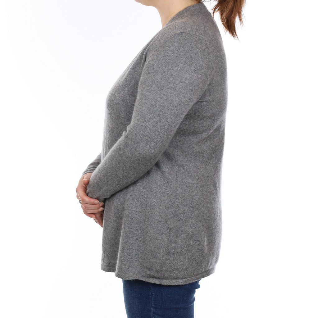 Ash Grey Cashmere Edge to Edge Cardigan Large