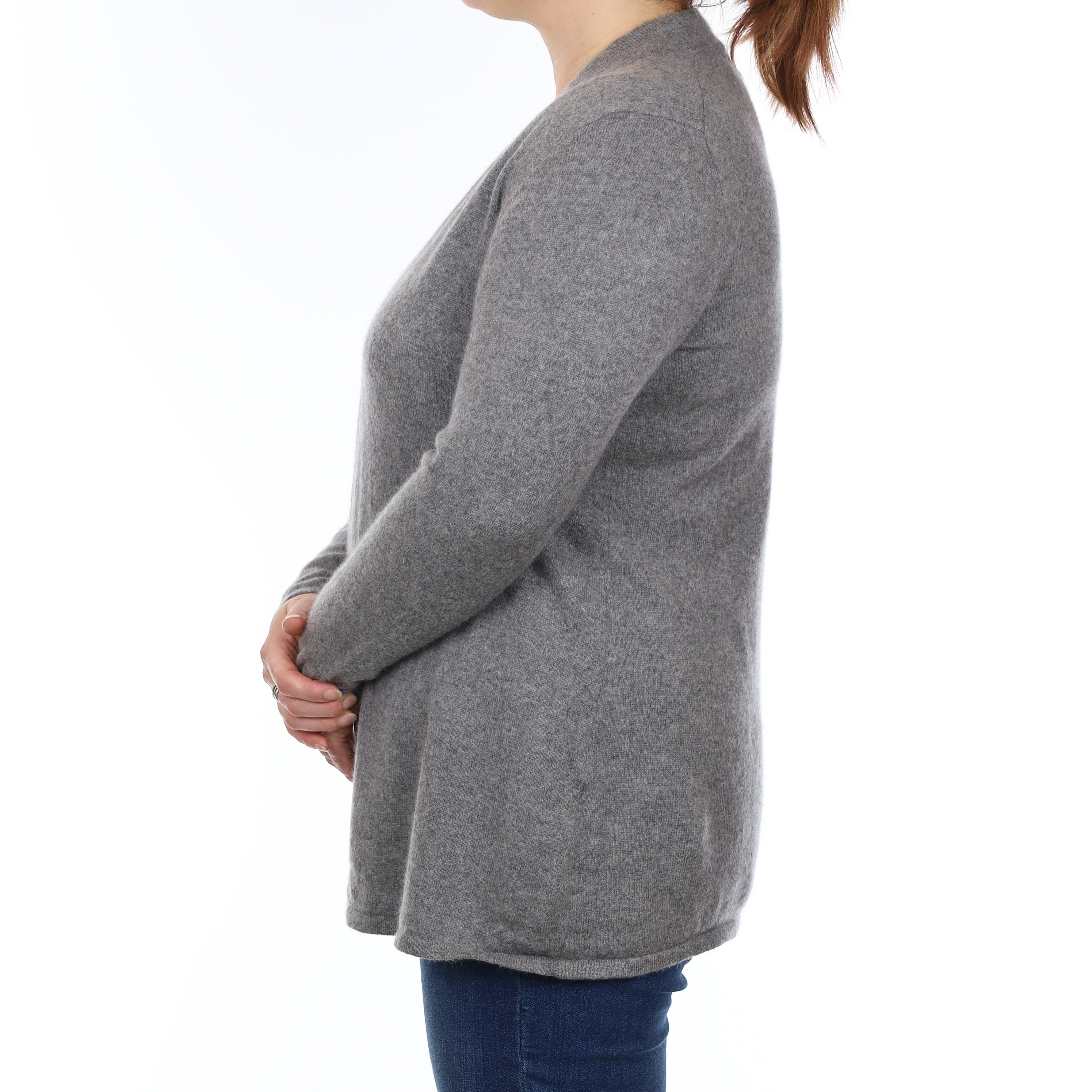 Ash Grey Cashmere Edge to Edge Cardigan Large