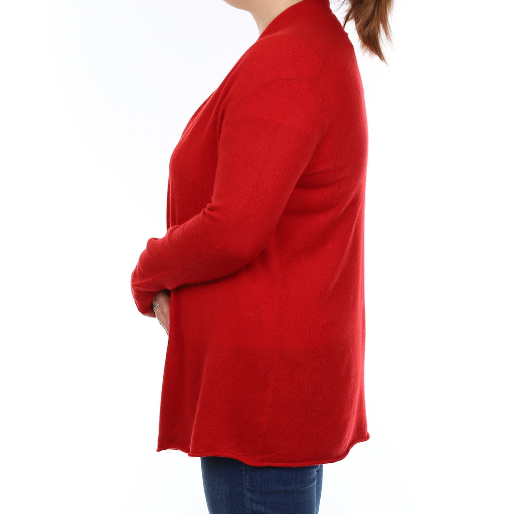 Neiman Marcus Berry Red Cashmere Edge to Edge Cardigan Large
