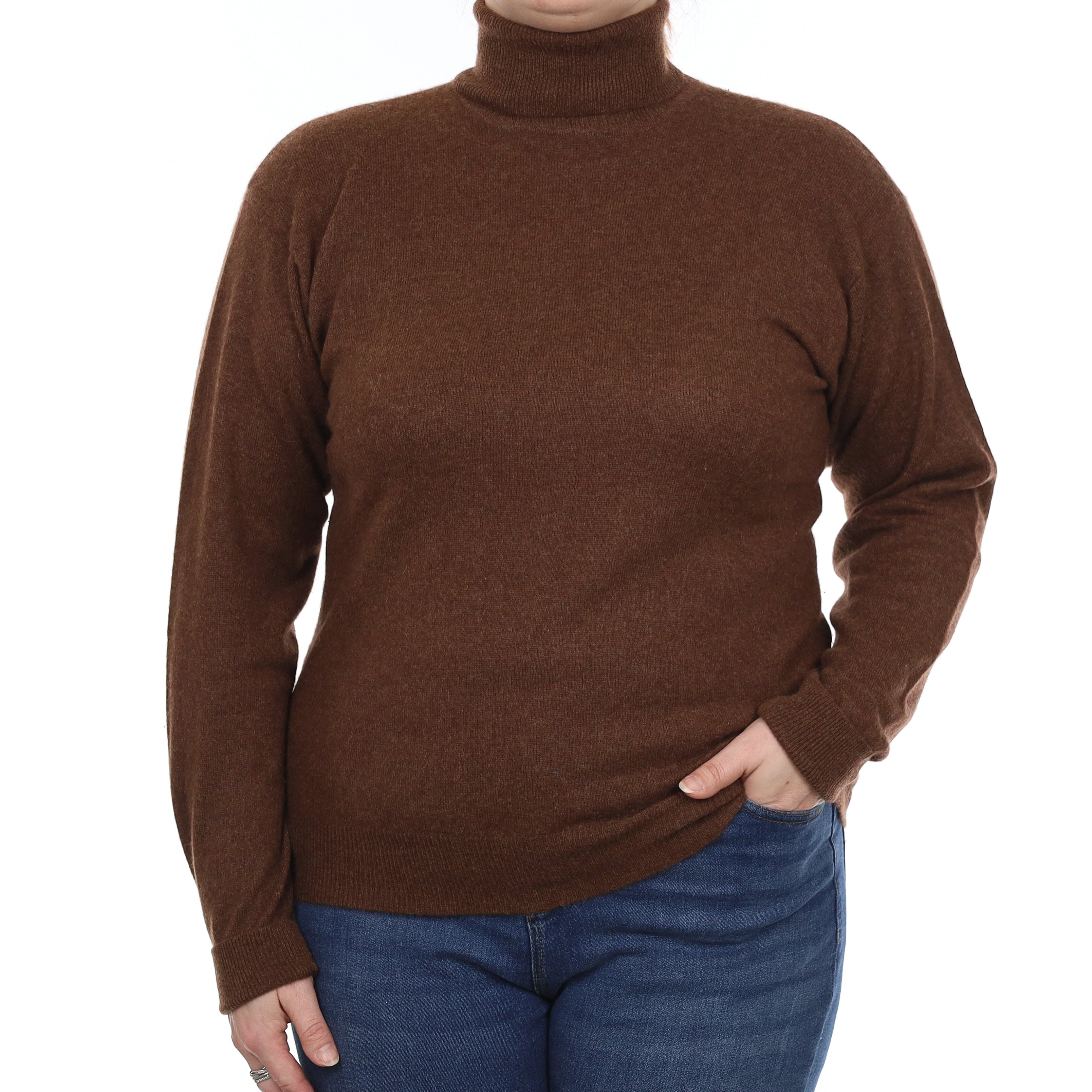 Ralph Lauren Walnut Brown Cashmere Polo Neck Jumper Large