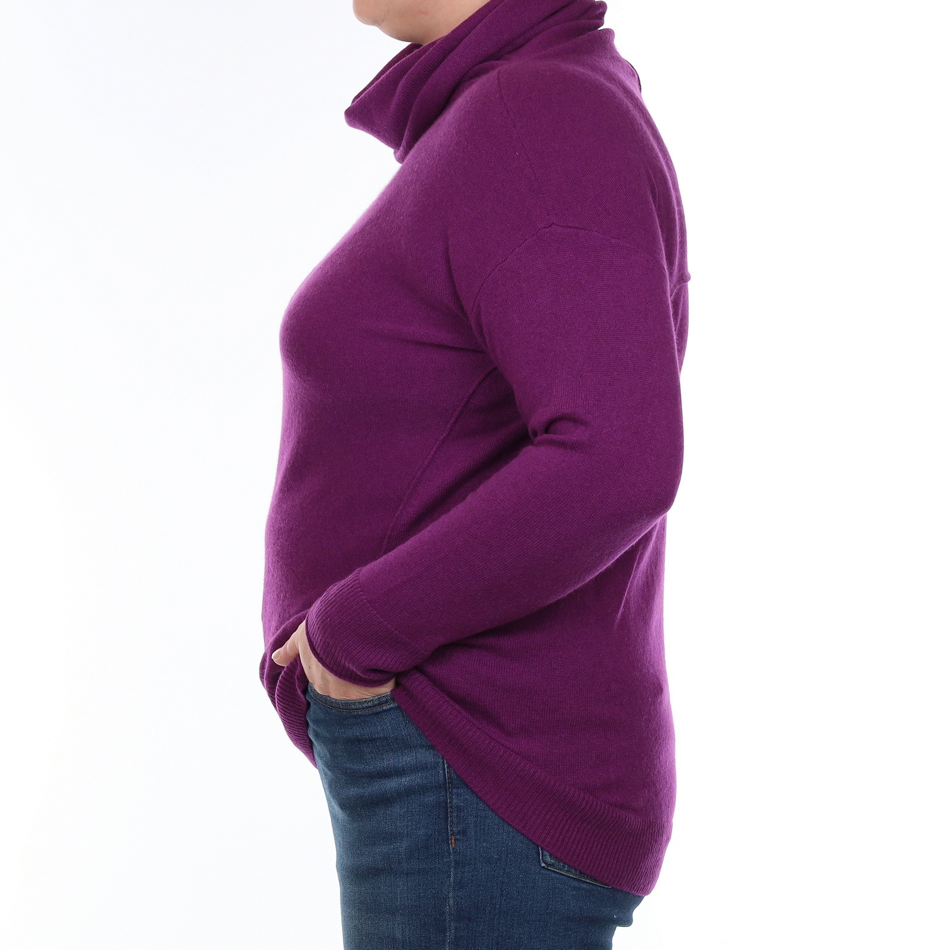 Viola Purple Cashmere Cowl Neck Jumper Large