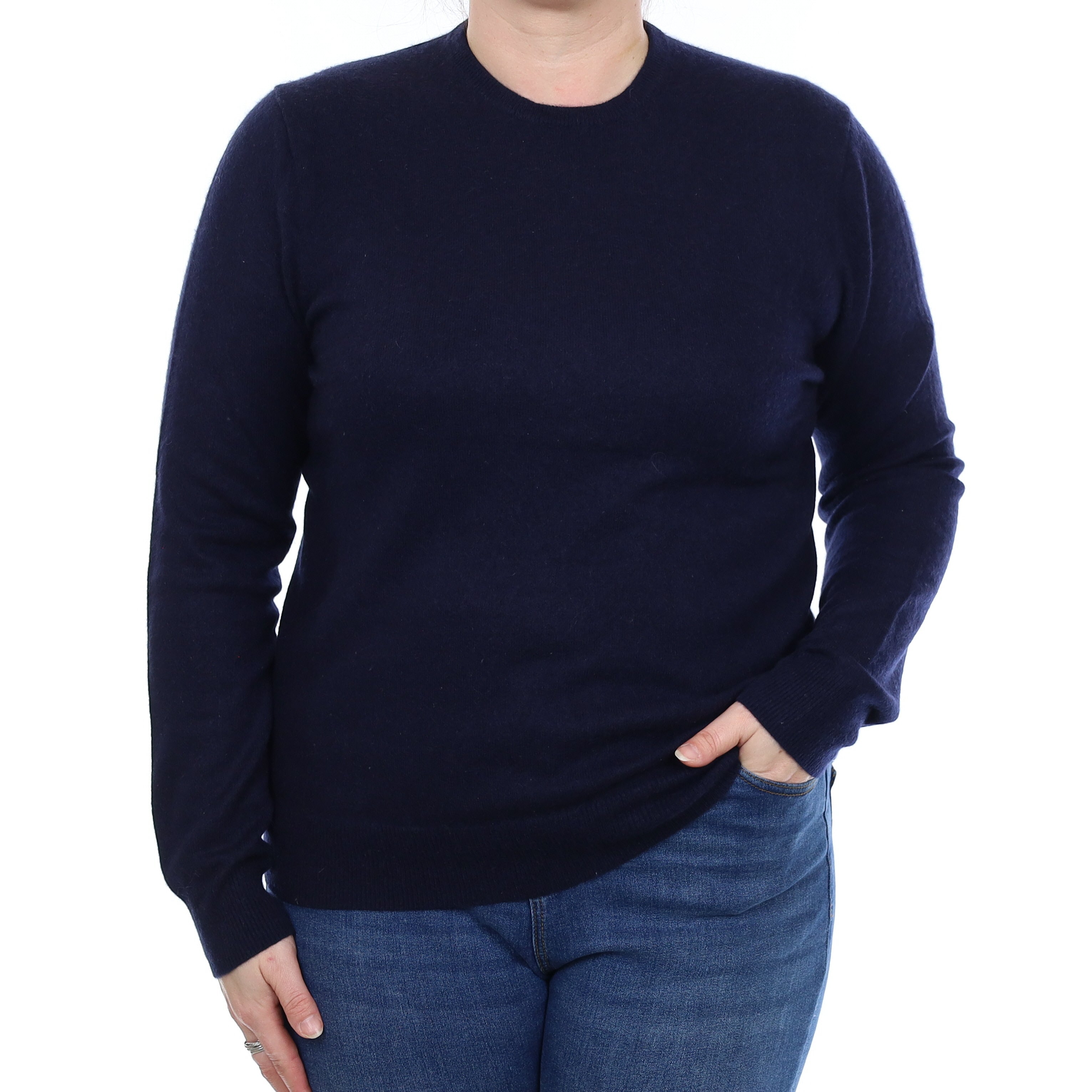 Navy Cashmere Crew Neck Jumper Large