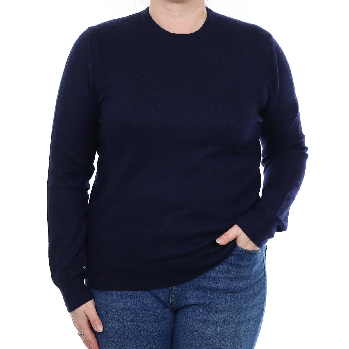 Navy Cashmere Crew Neck Jumper Large