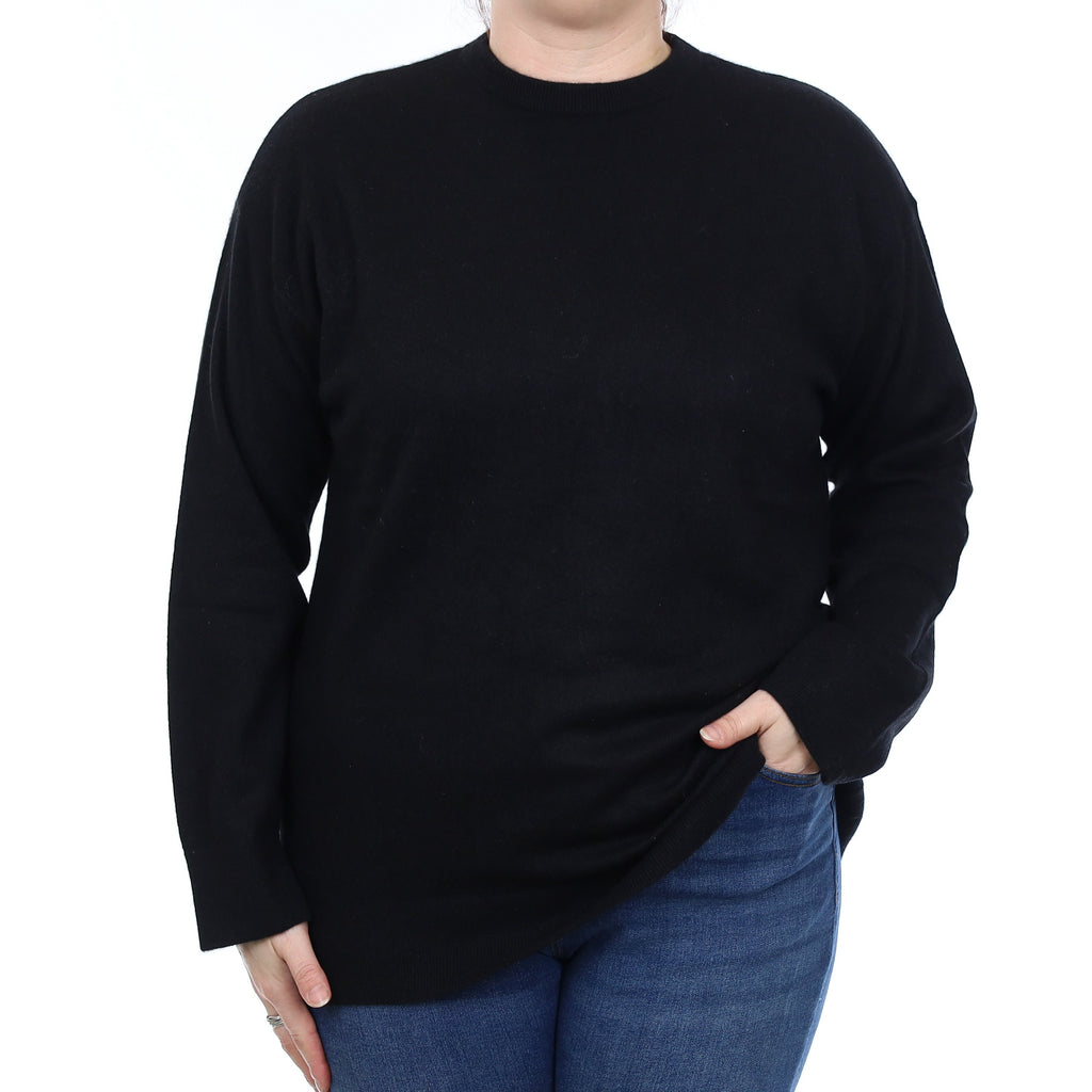 Black Cashmere Crew Neck Jumper Large