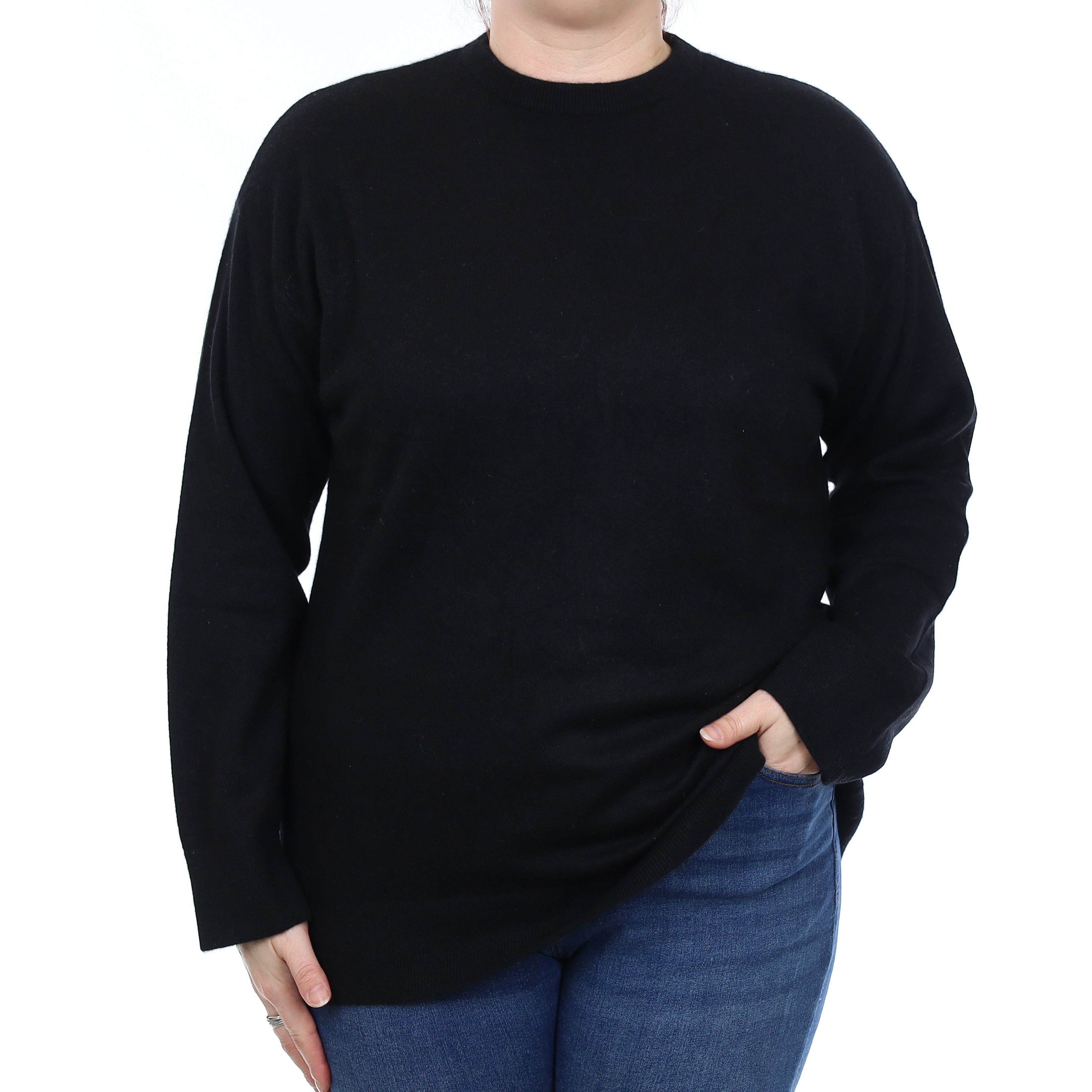 Black Cashmere Crew Neck Jumper Large