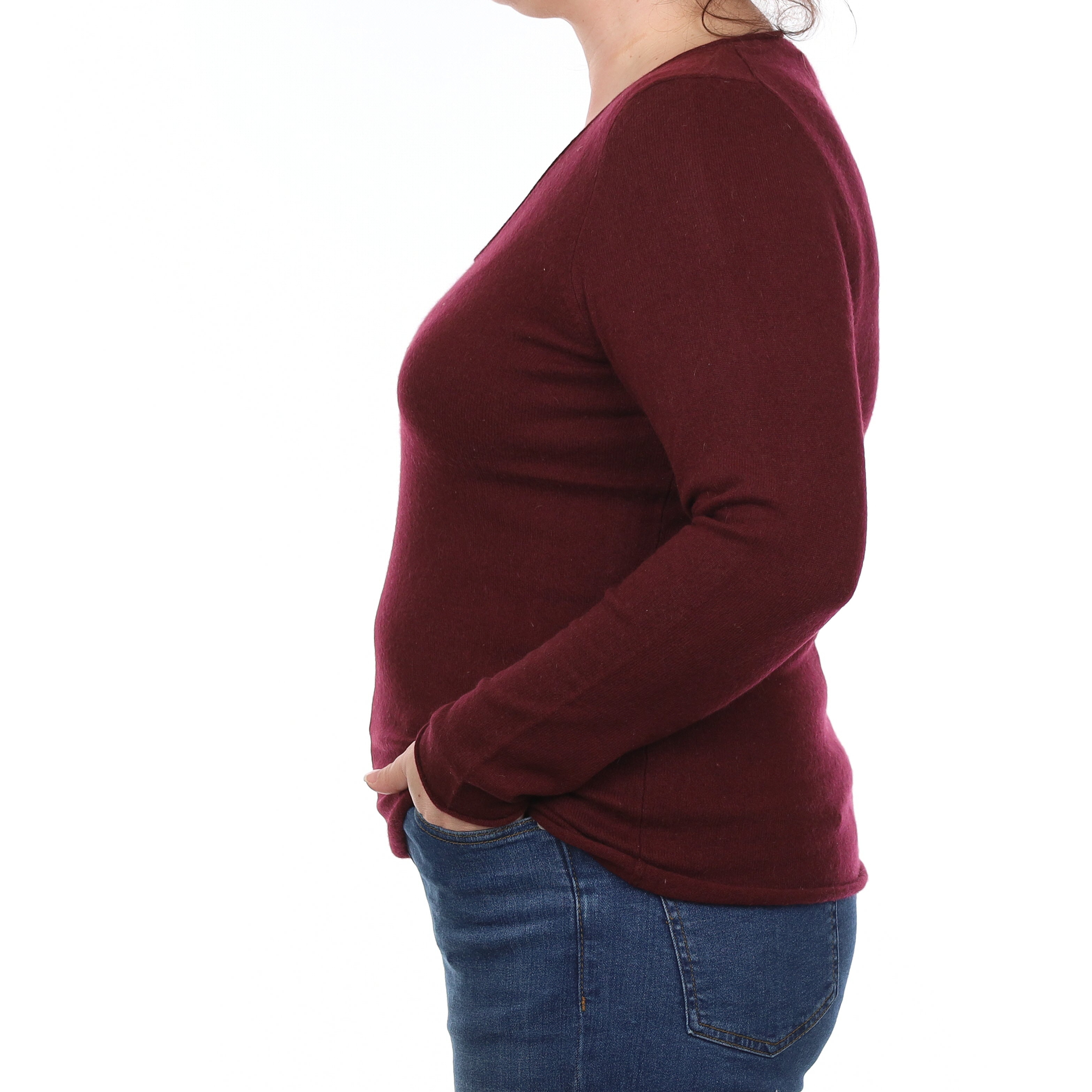 Mulberry Red Cashmere V Neck Jumper Large