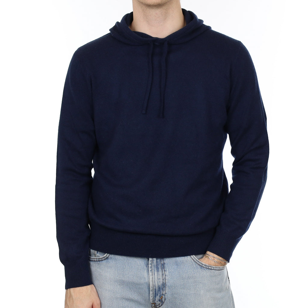 Men's Navy Cashmere Hoodie Jumper Large