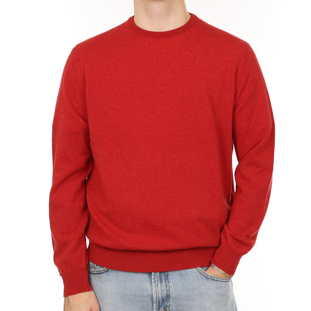 Men's Brand New Alex Begg Scarlet Red Cashmere Crew Neck Jumper Large