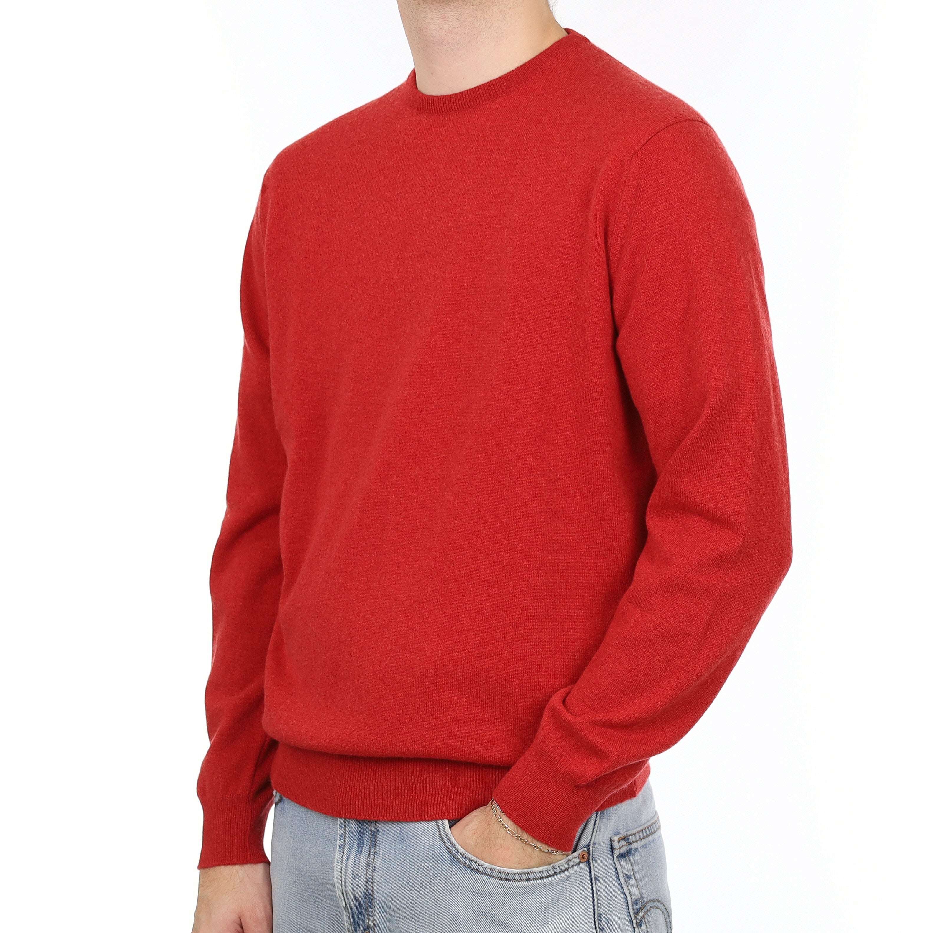 Men's Brand New Alex Begg Scarlet Red Cashmere Crew Neck Jumper Large