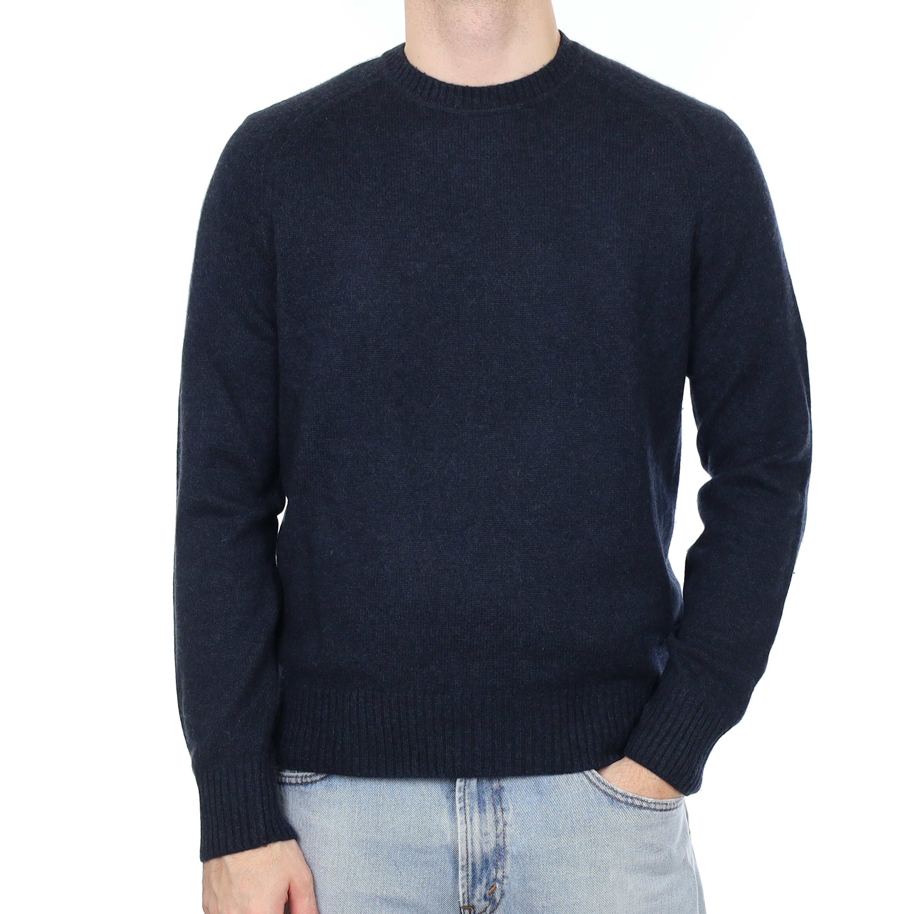 Men's Boss Navy Marl Heavy Knit Cashmere Crew Neck Jumper Large
