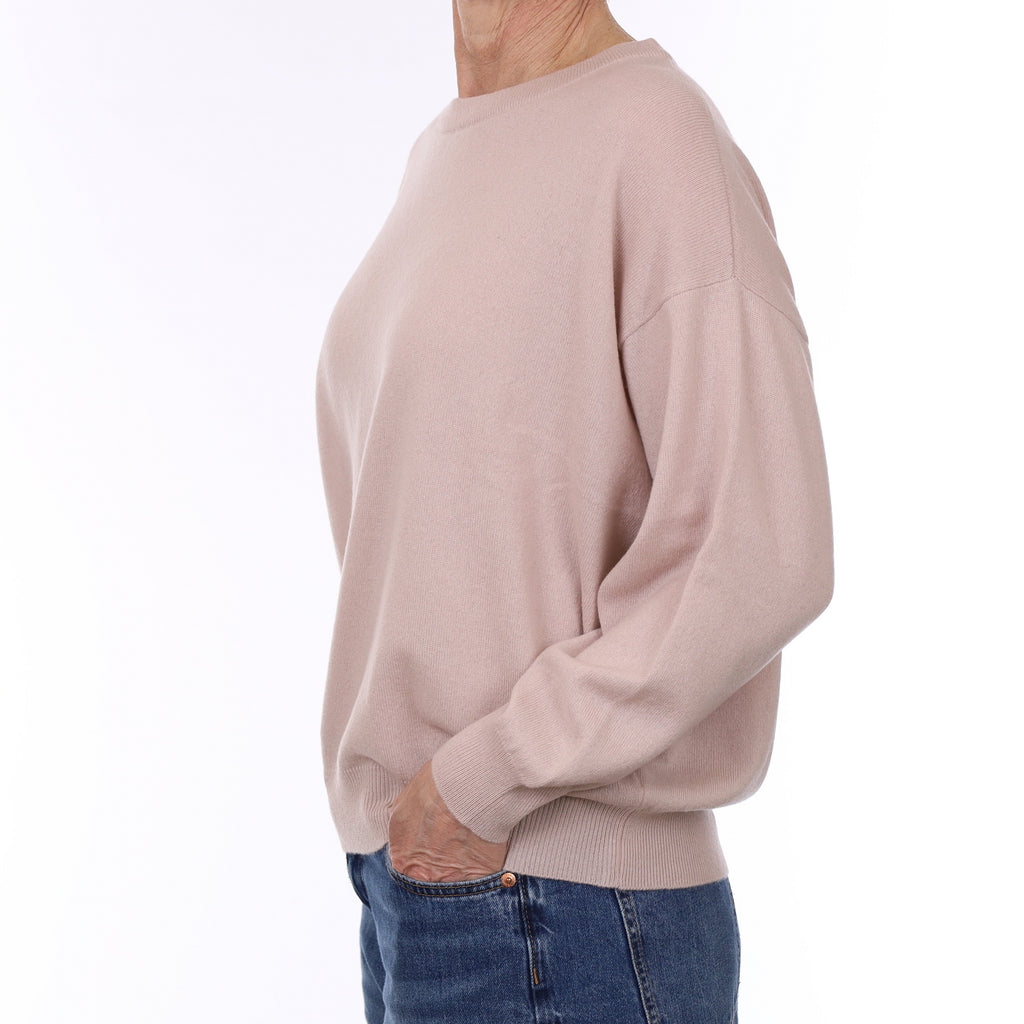 Brand New Scottish Alex Begg Plaster Pink Cashmere Slouchy Crew Neck Jumper Small