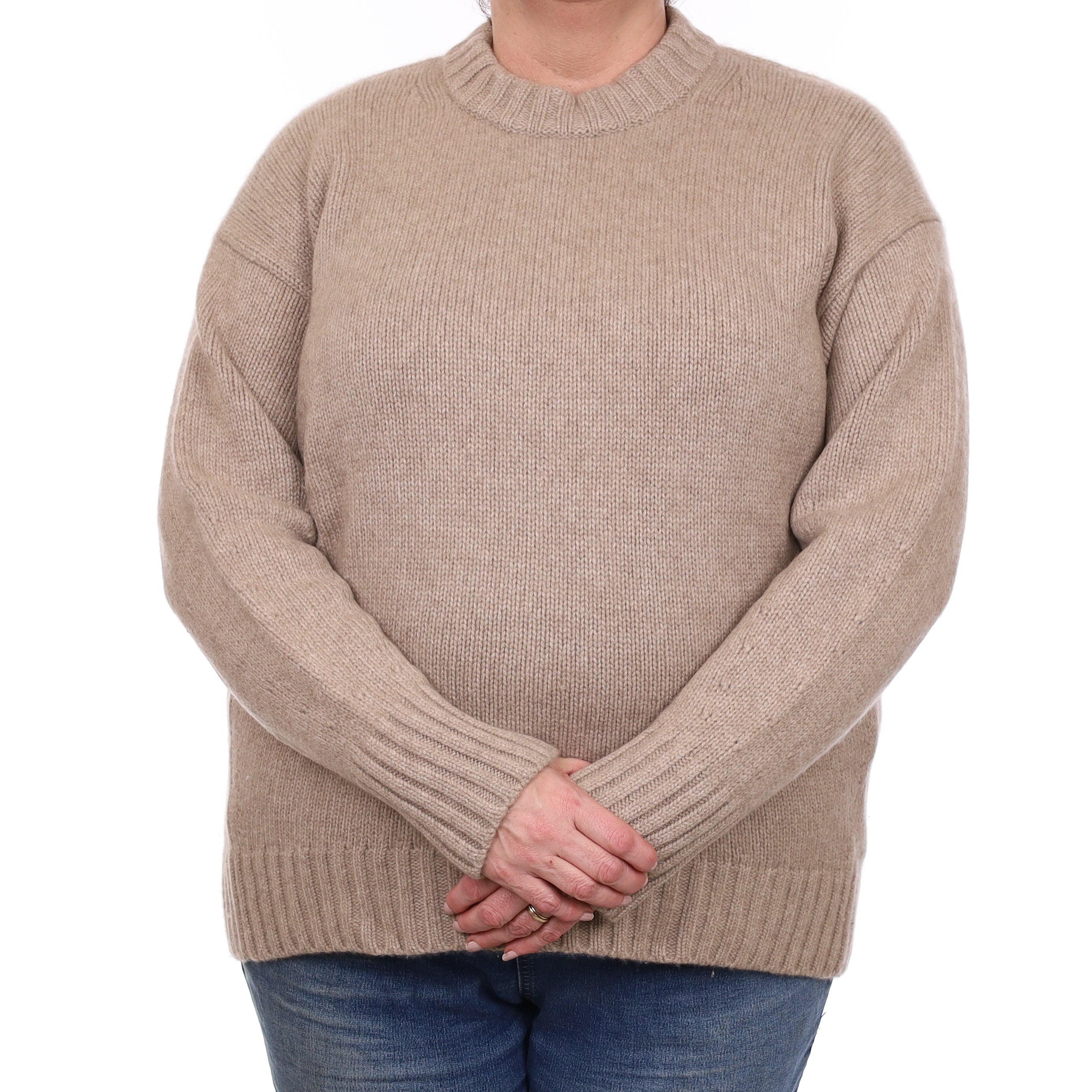 Cos Fawn Extra Chunky Knit Cashmere Crew Neck Jumper Extra Large