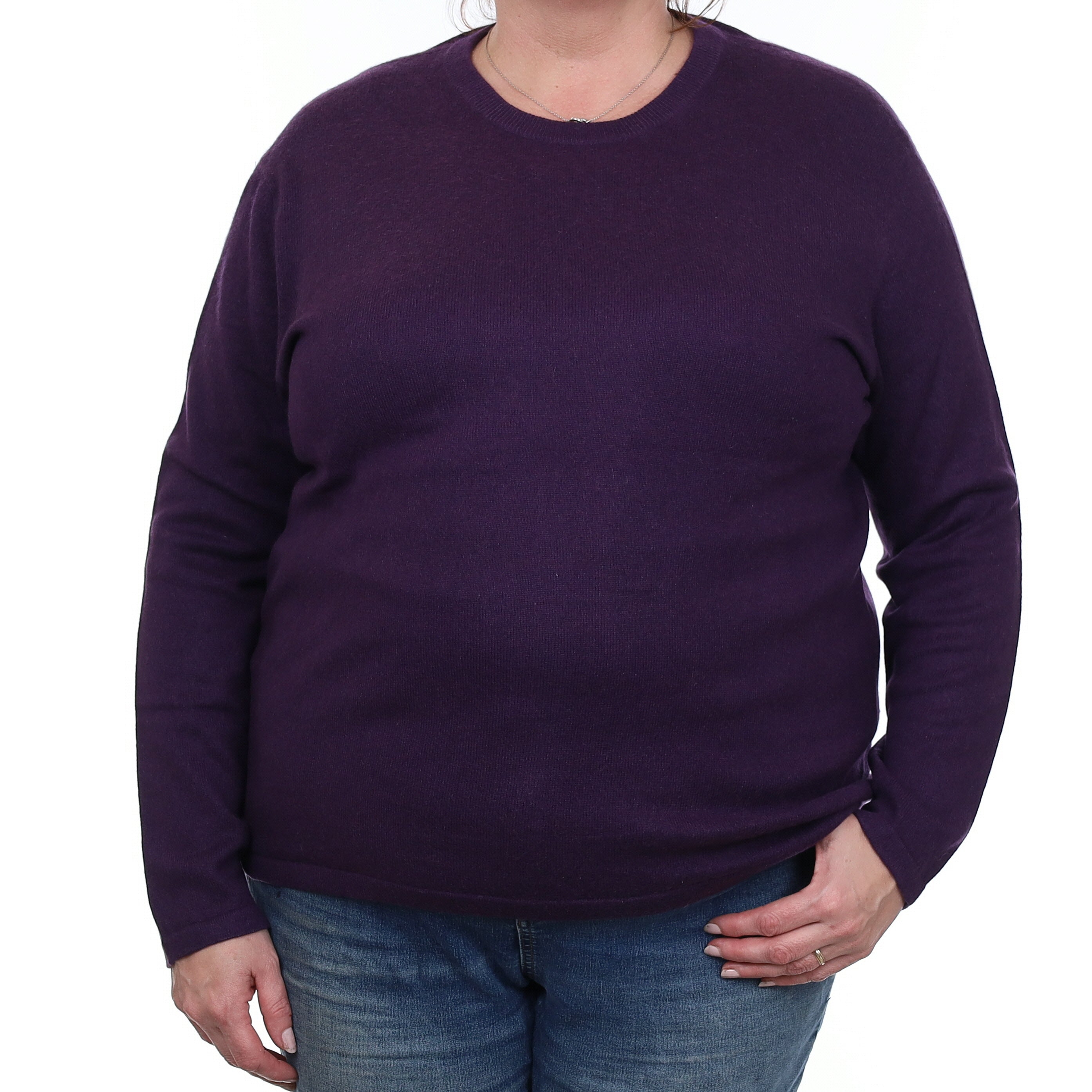 Iris Purple Cashmere Crew Neck Jumper Extra Large