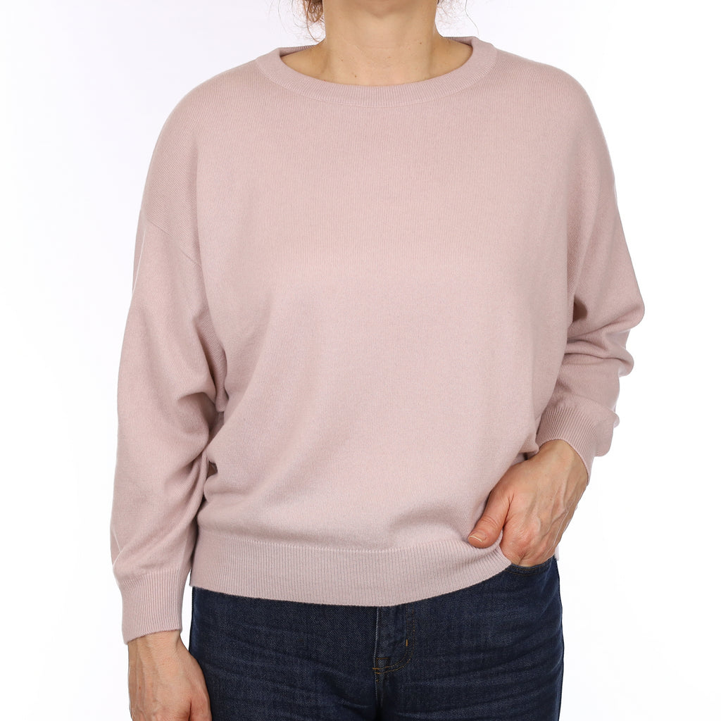 Brand New Begg & Co s Plaster Pink Cashmere Slouchy Crew Neck Jumper Medium