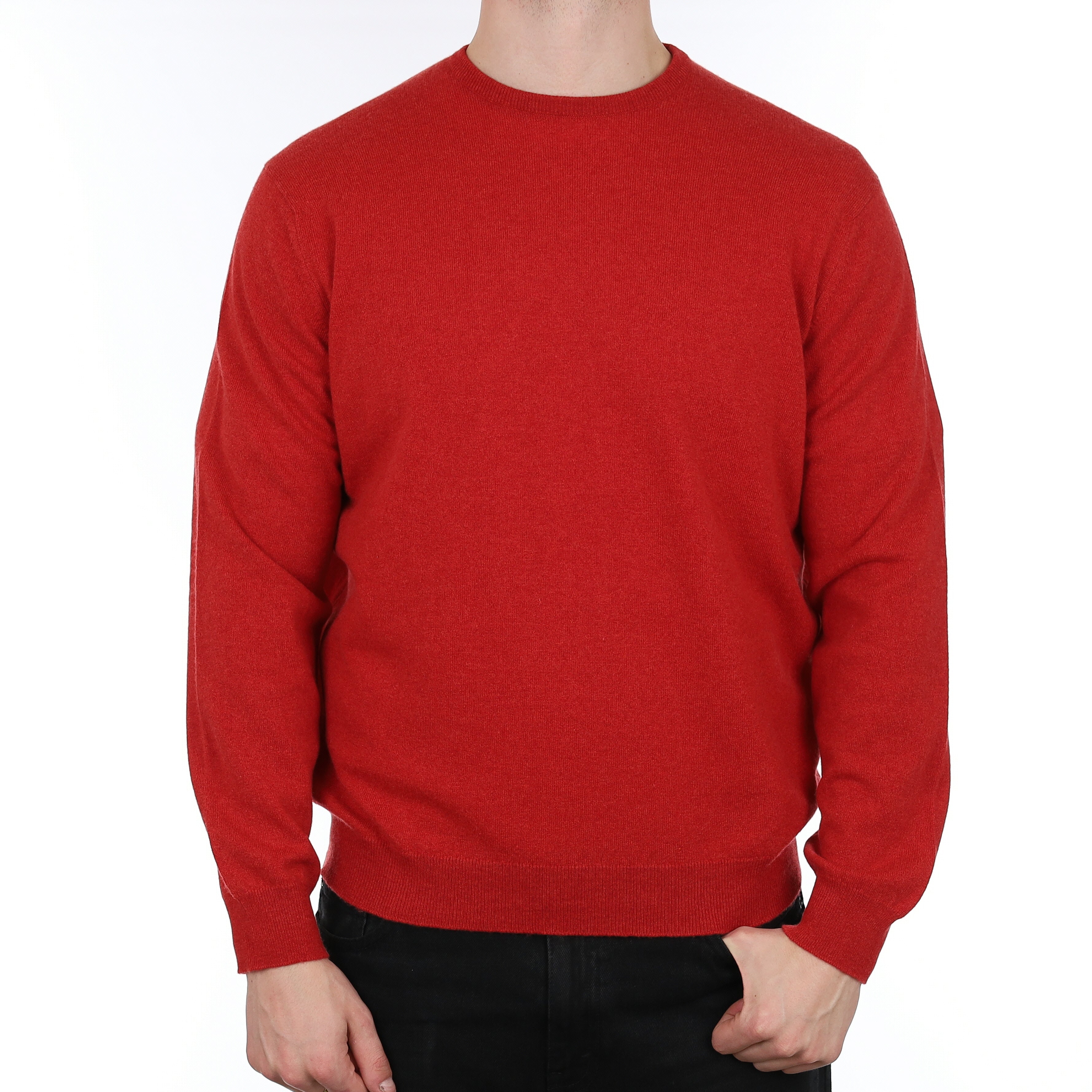 Men's Brand New Scottish Alex Begg Scarlet Red Cashmere Crew Neck Jumper XL