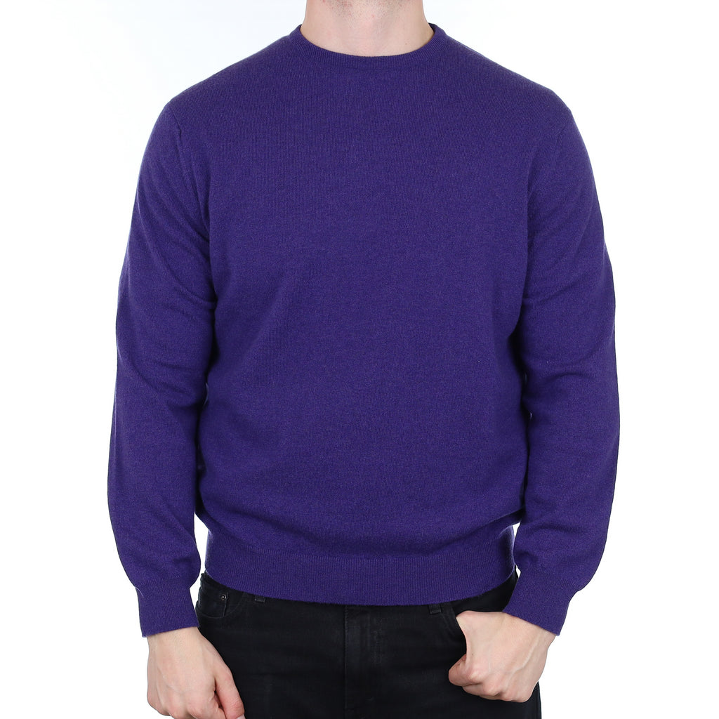 Men's Brand New Scottish Begg & Co Iris Purple Cashmere Crew Neck Jumper XL
