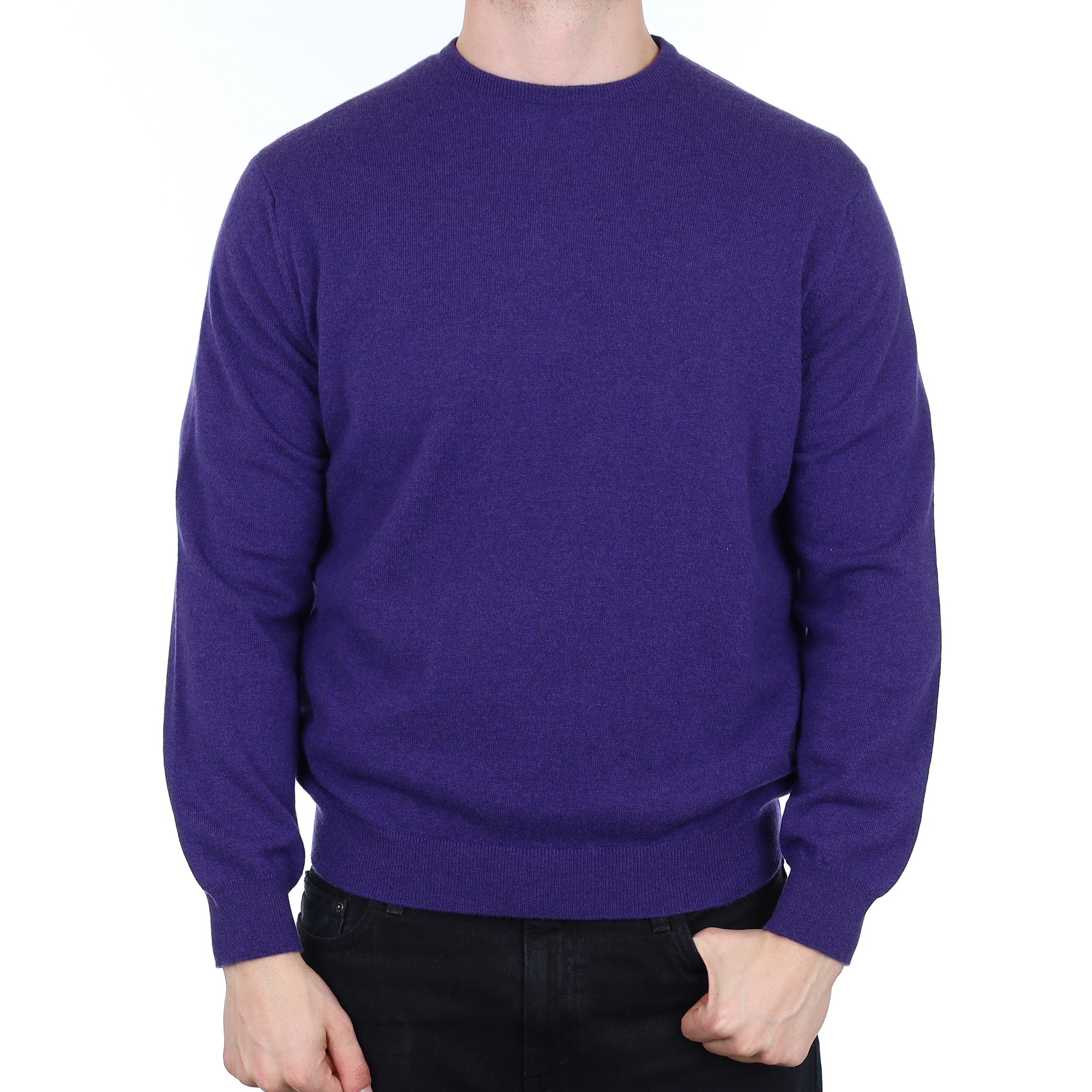 Men's Brand New Scottish Begg & Co Iris Purple Cashmere Crew Neck Jumper XL